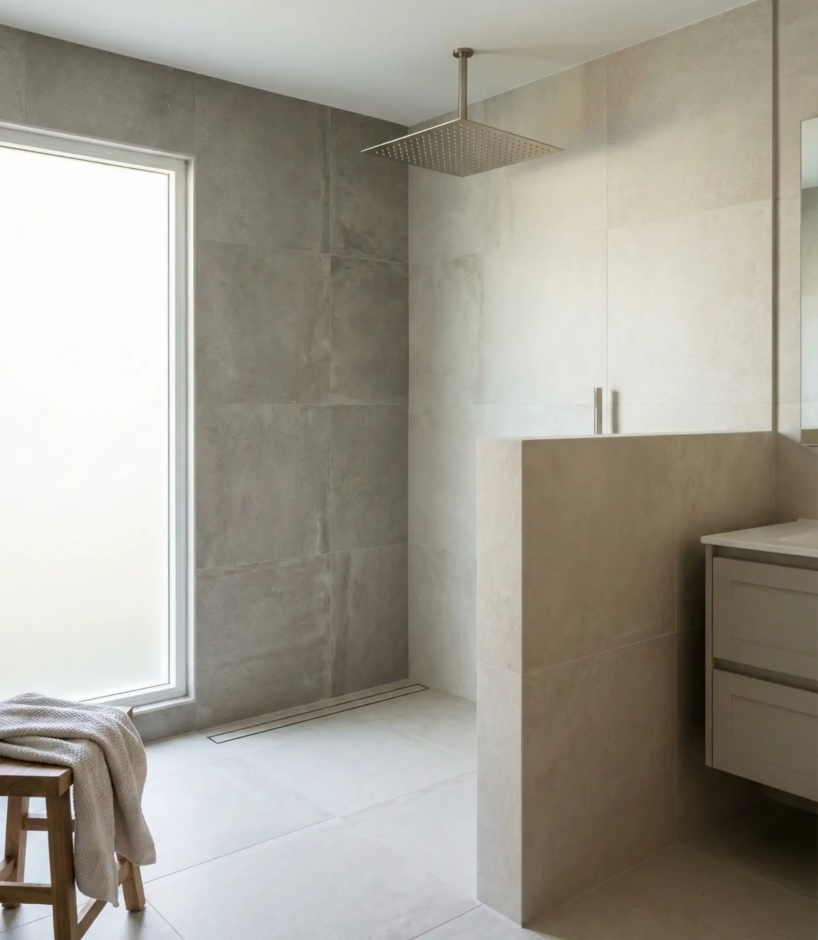 No Glass Door Half Wall Design for Open Flow 2