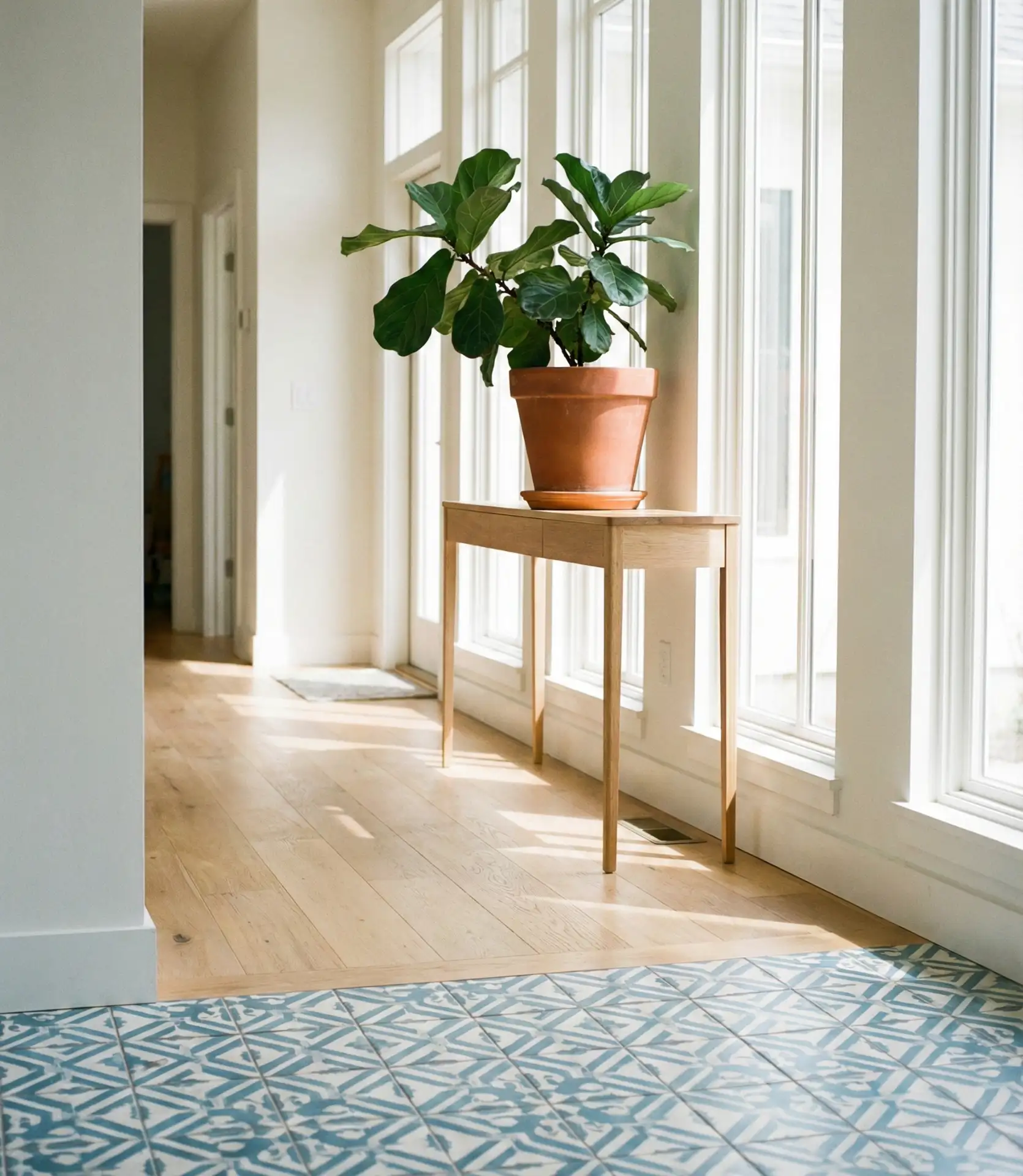 Open Concept Entryway with Zoned Flooring 2