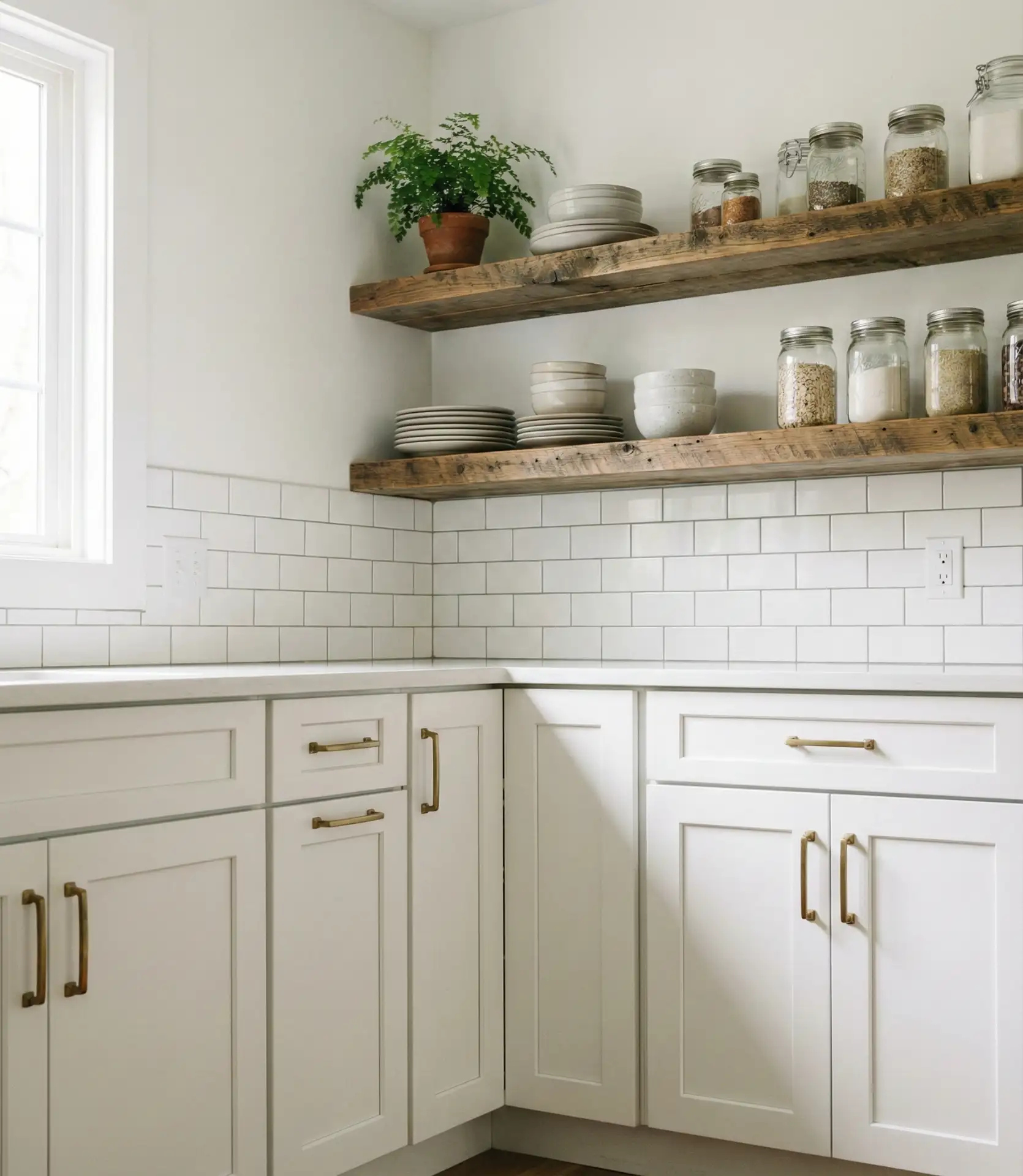 Open Shelving Above Lower Cabinets 2