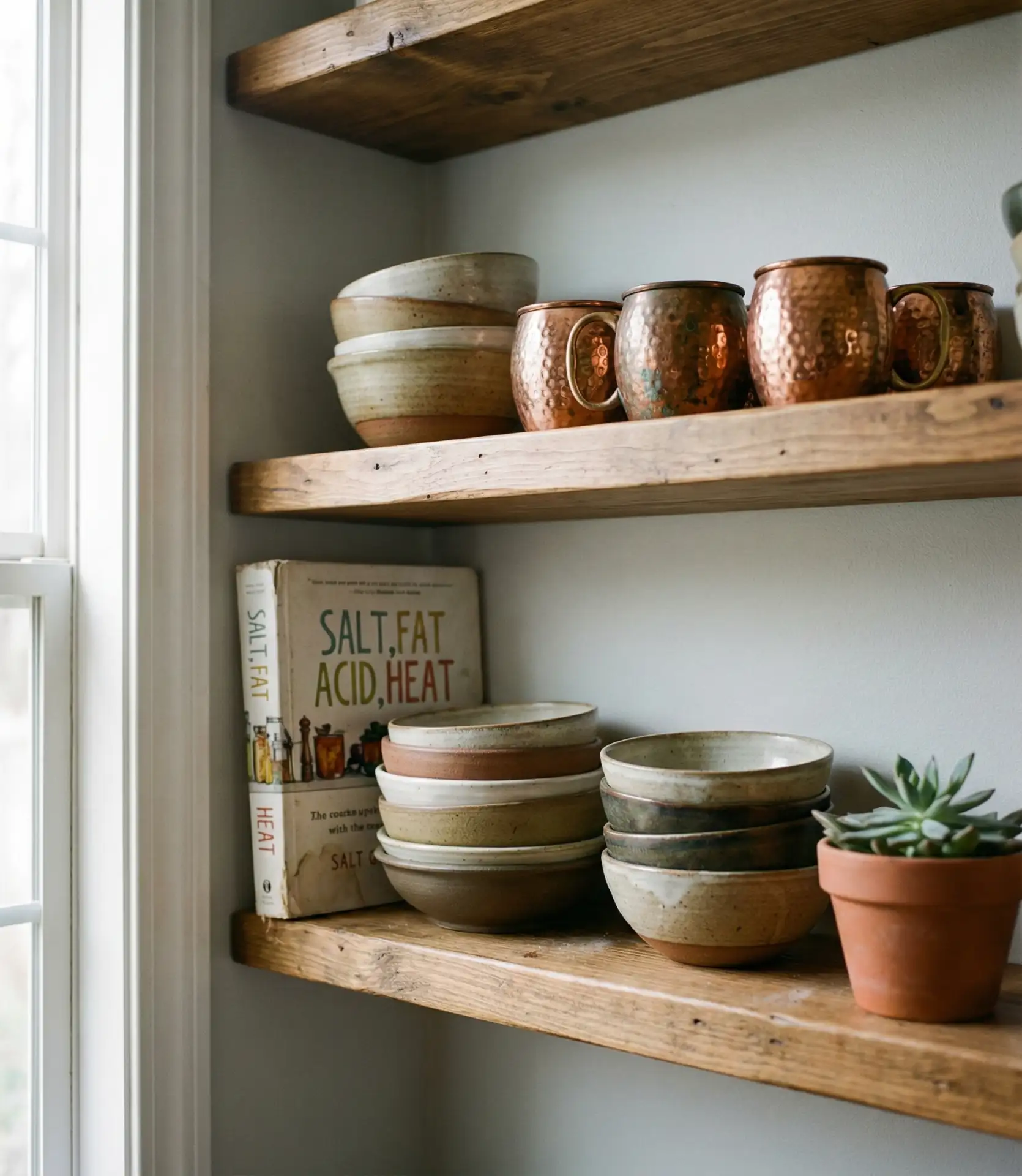 Open Shelving with Strategic Styling 1