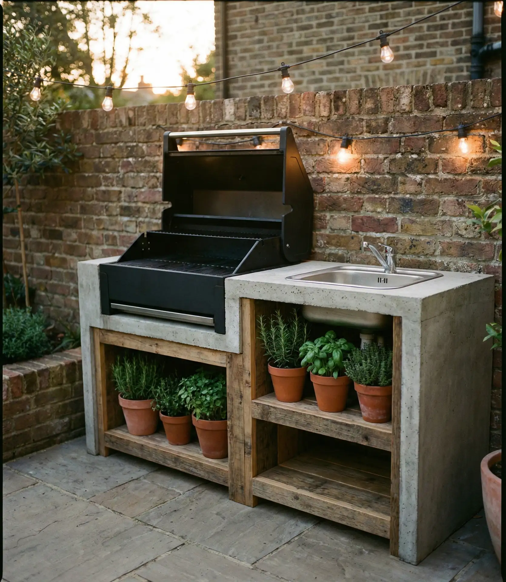 Outdoor Cooking Station with Built-In Grill 1