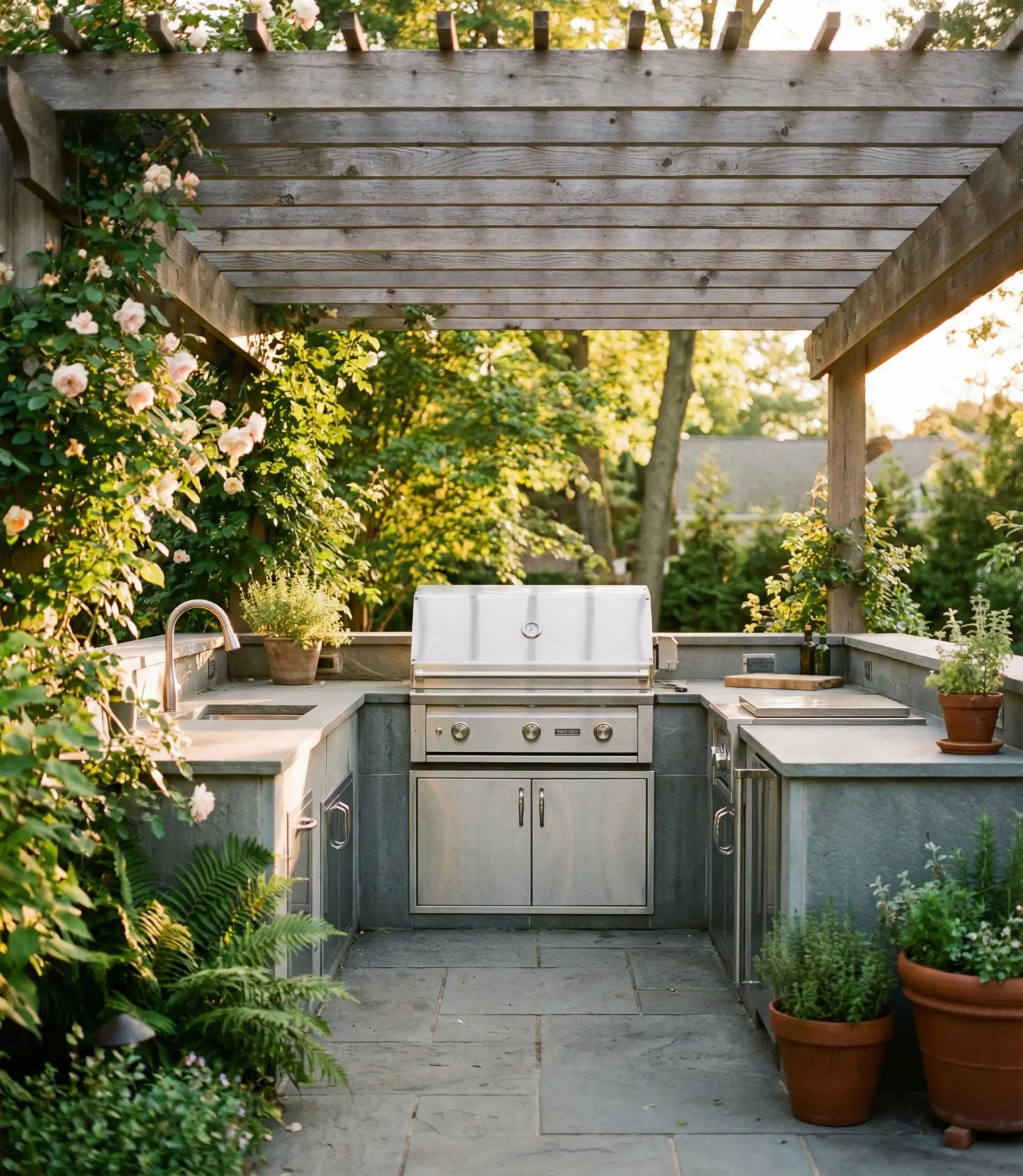 Outdoor Cooking Station with Built-In Grill 2