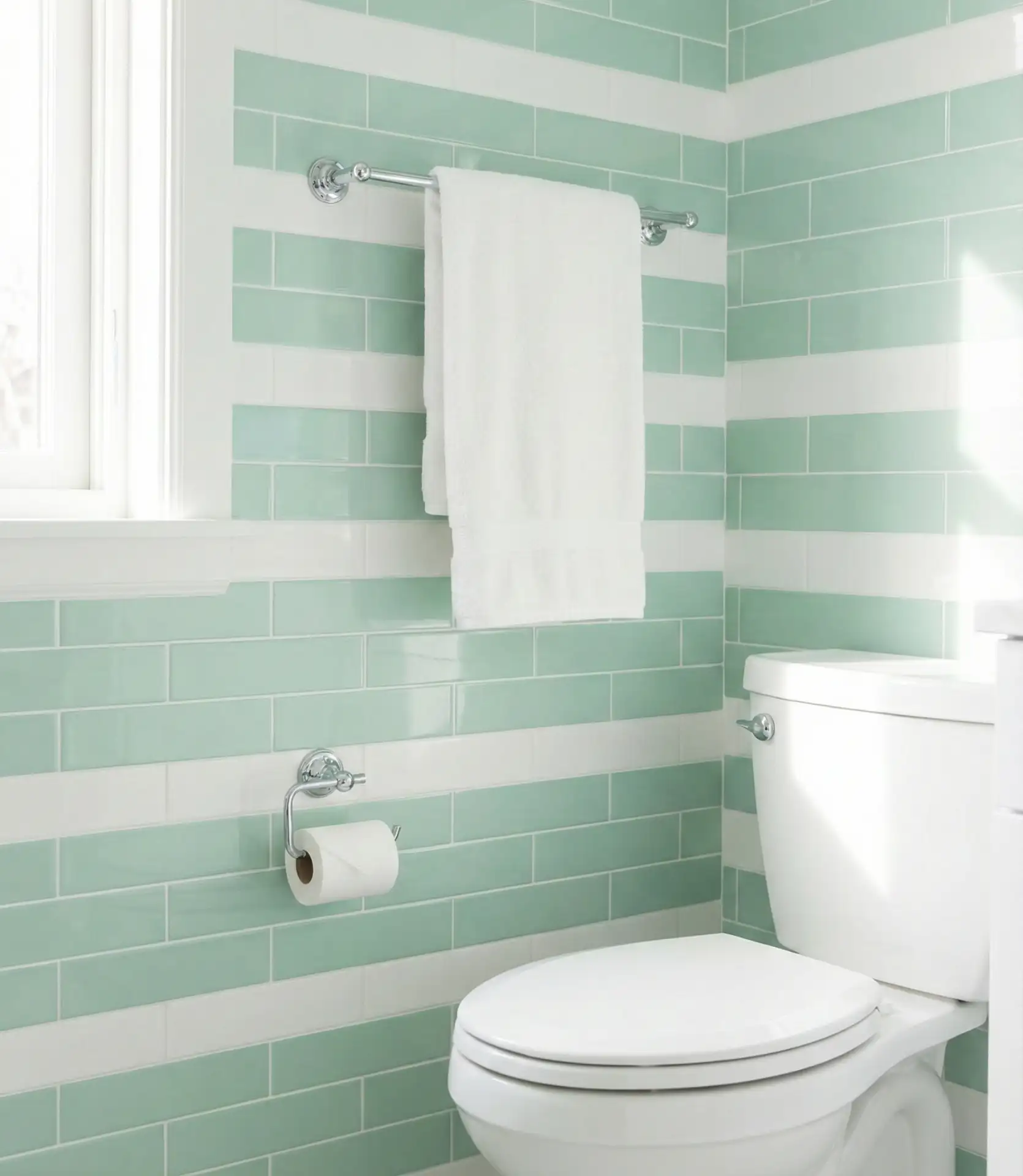 Pale Green and White Striped Pattern 2