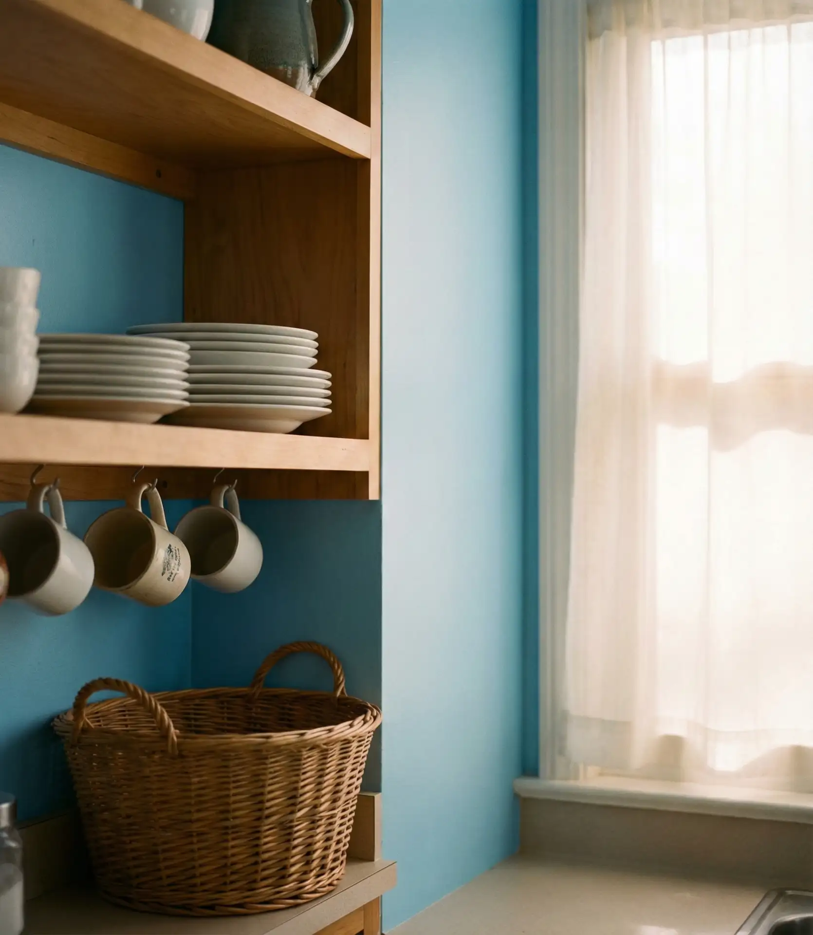 Pale Sky Blue Open Shelving 1