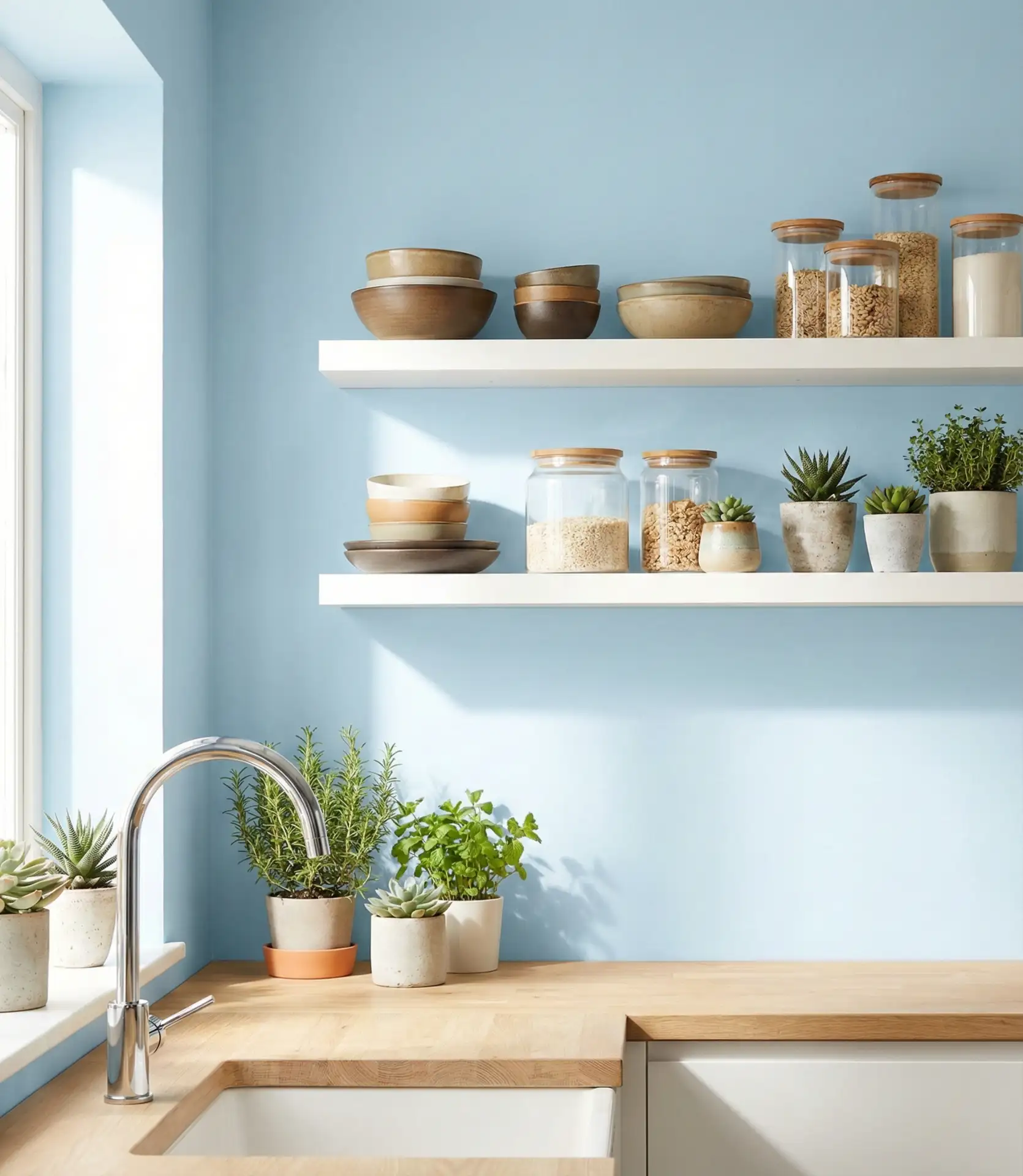 Pale Sky Blue Open Shelving 2