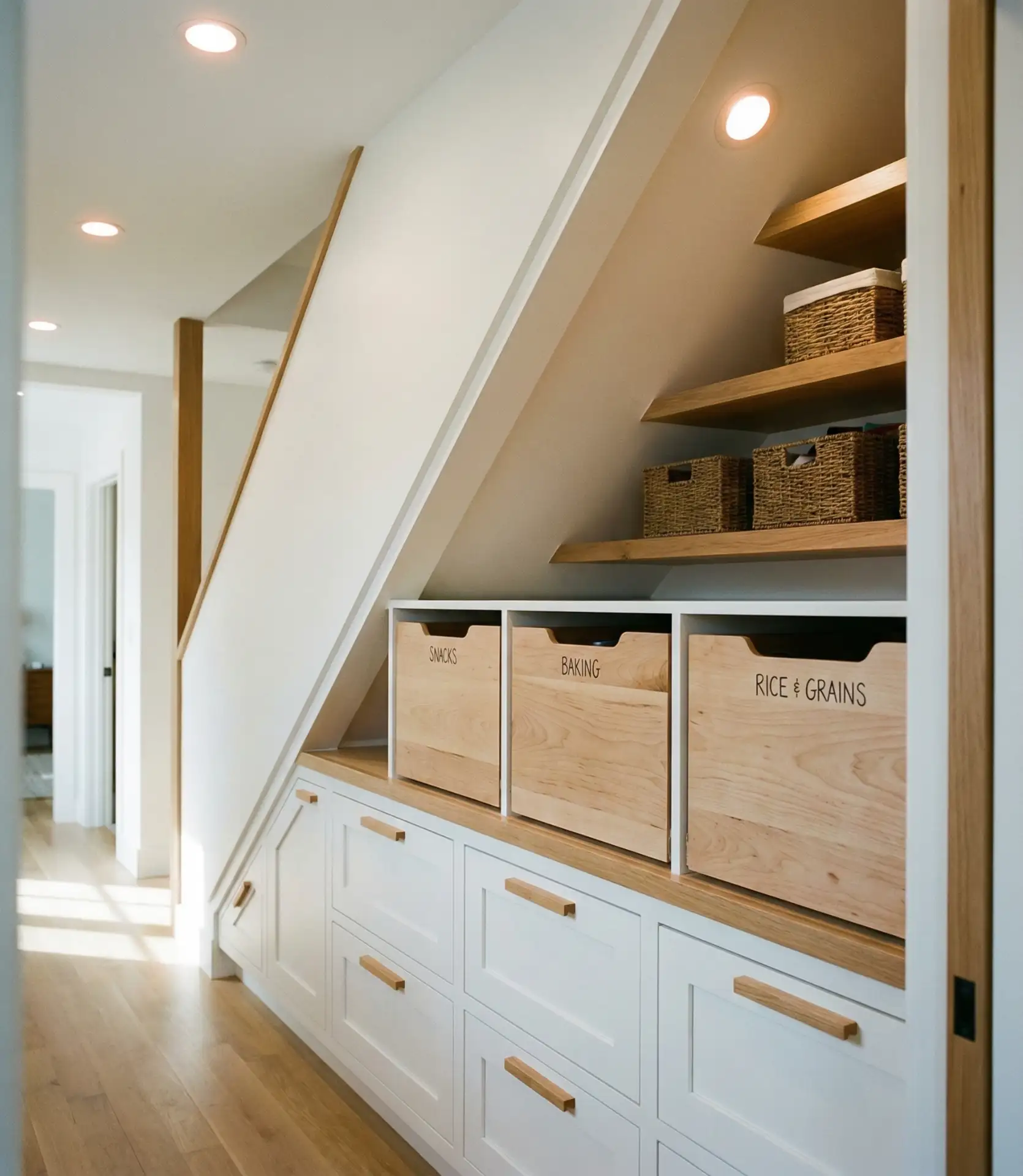 Pantry Under the Stairs with Built-In Drawers 1