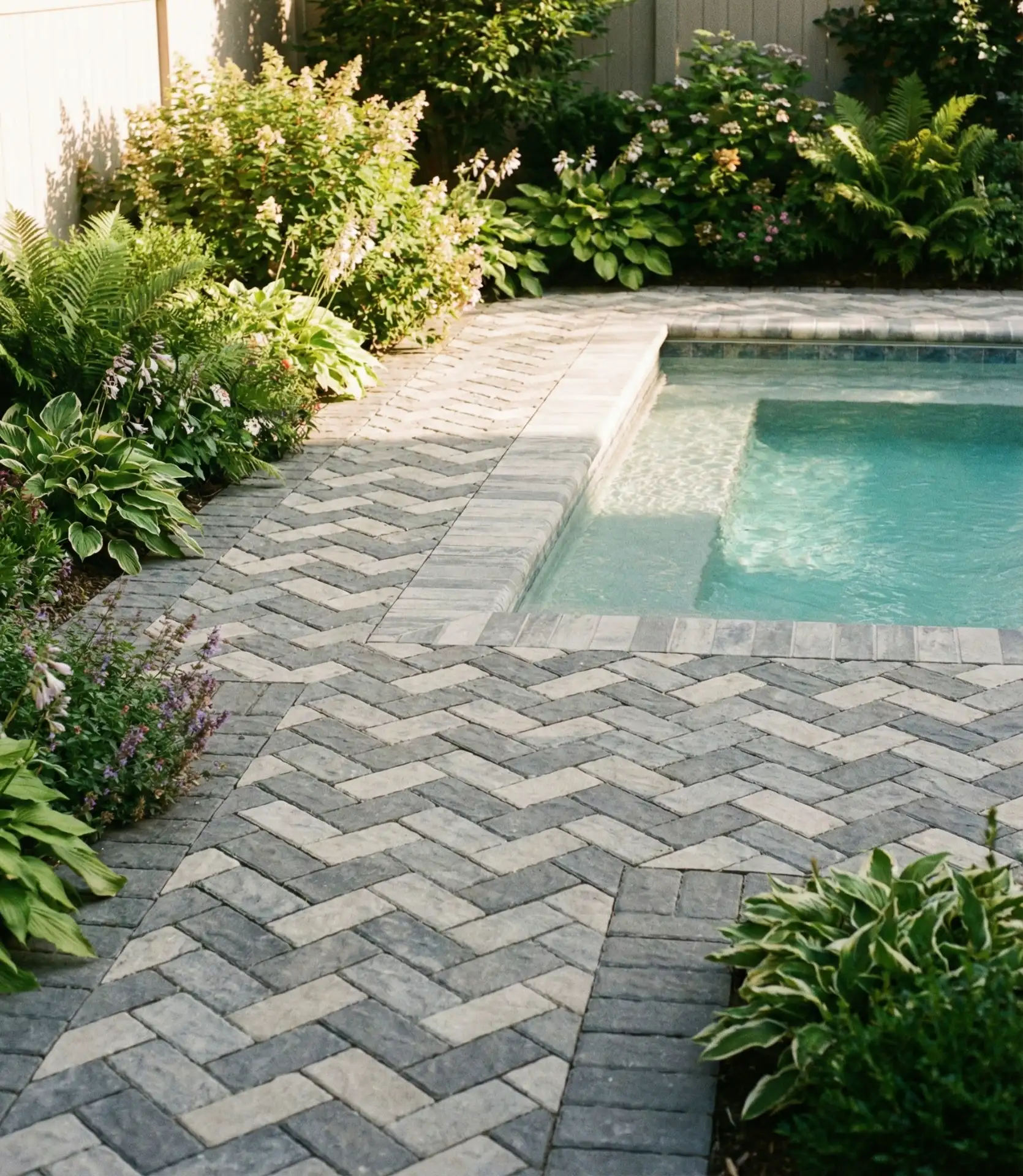 Paver Mosaic for Small Backyard Pools 1