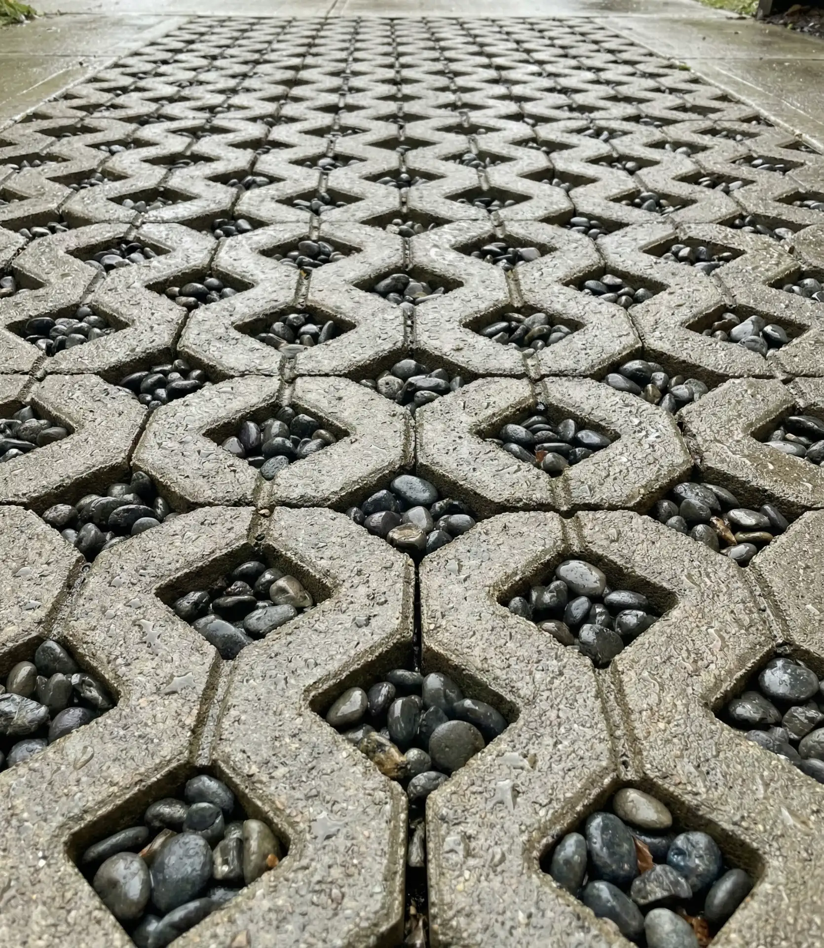 Permeable Paver and Stone Driveway 1