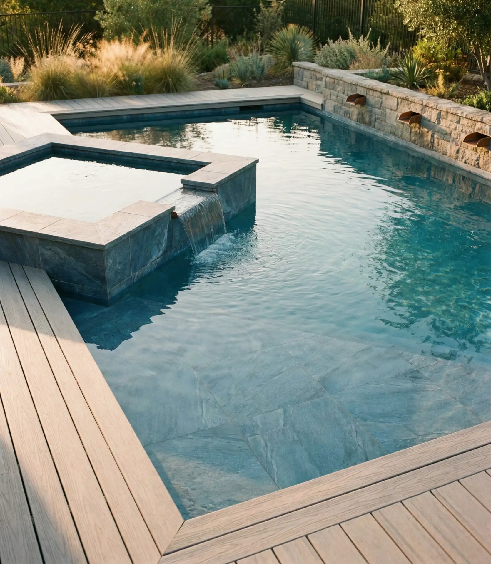 Pool with Integrated Spa Spillover 1