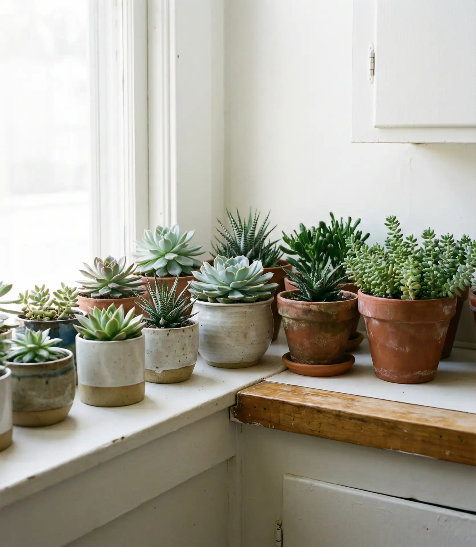 Potted Succulents on a Corner Ledge 1