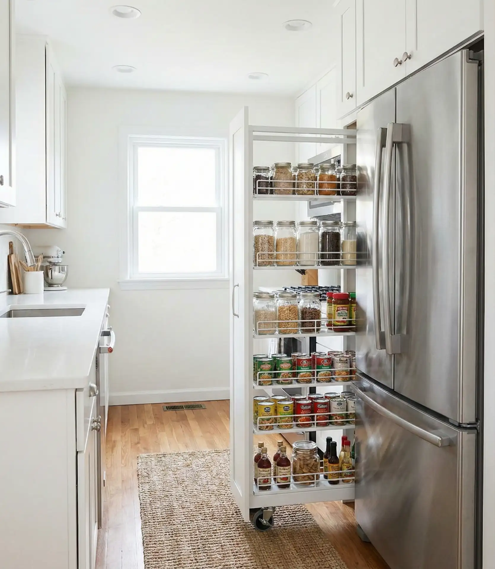 Pull-Out Pantry Between Appliances 1