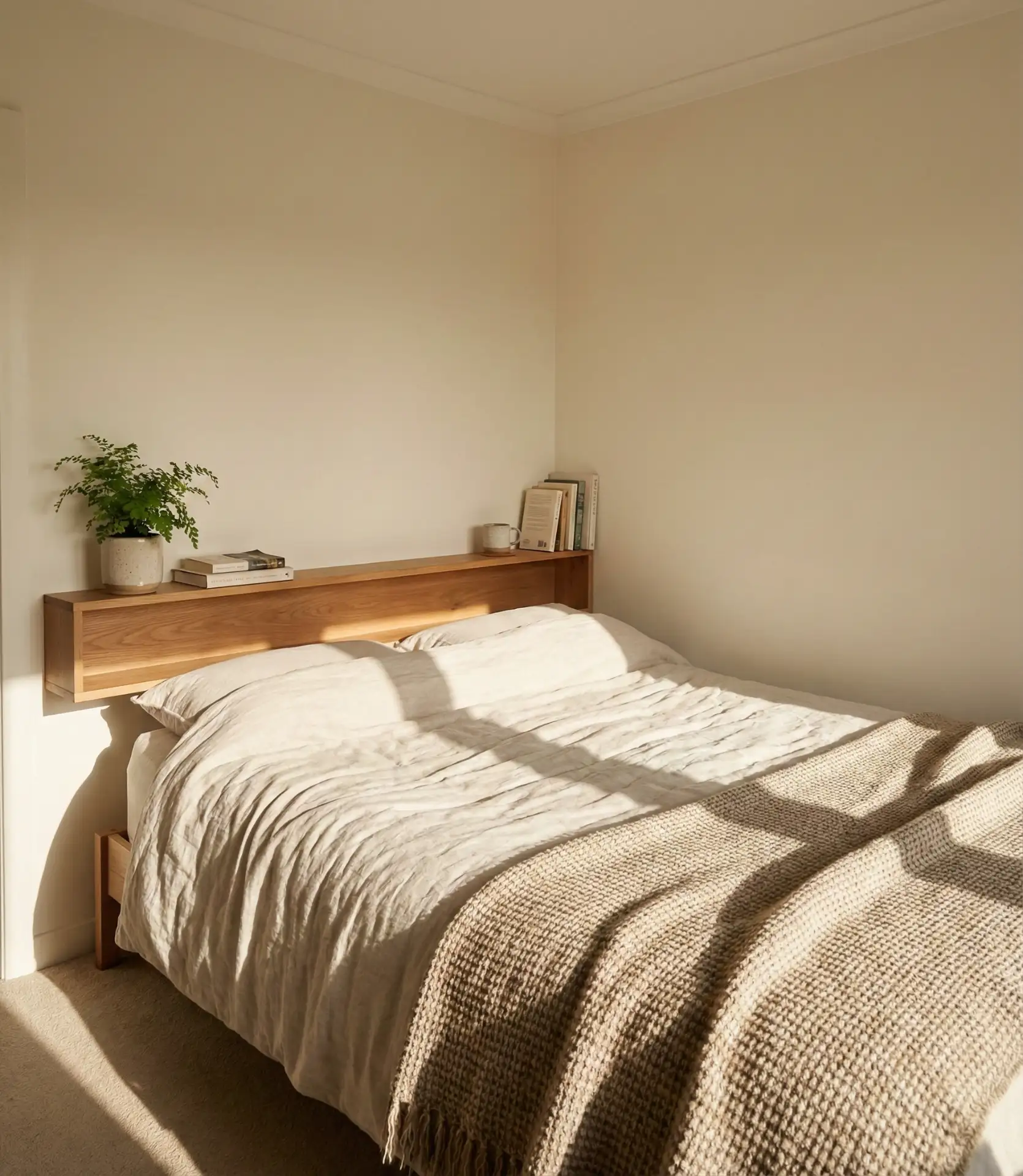 Queen Bed Against the Corner Wall 1