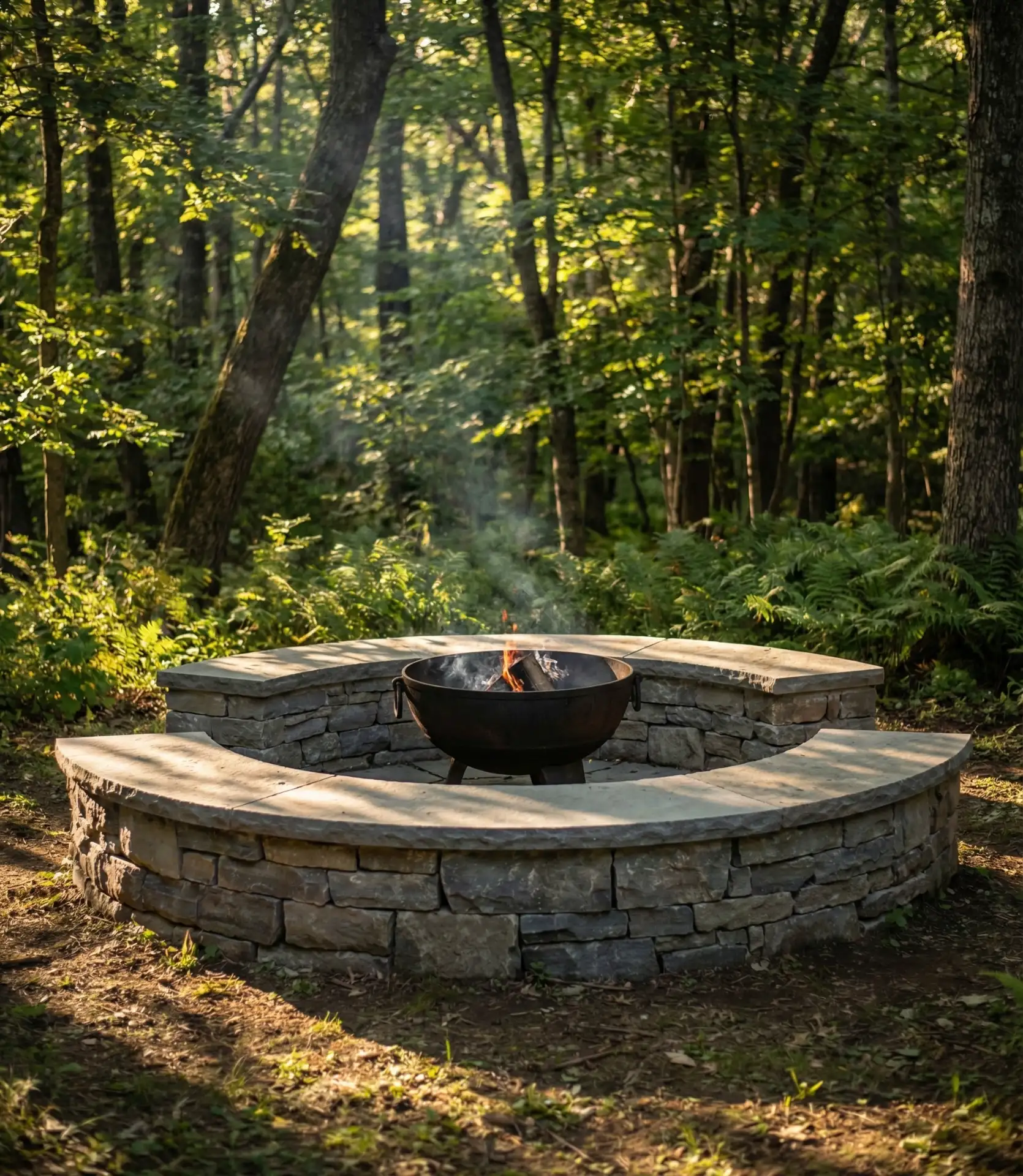Raised Stone Platform with Fire Bowl Center 1