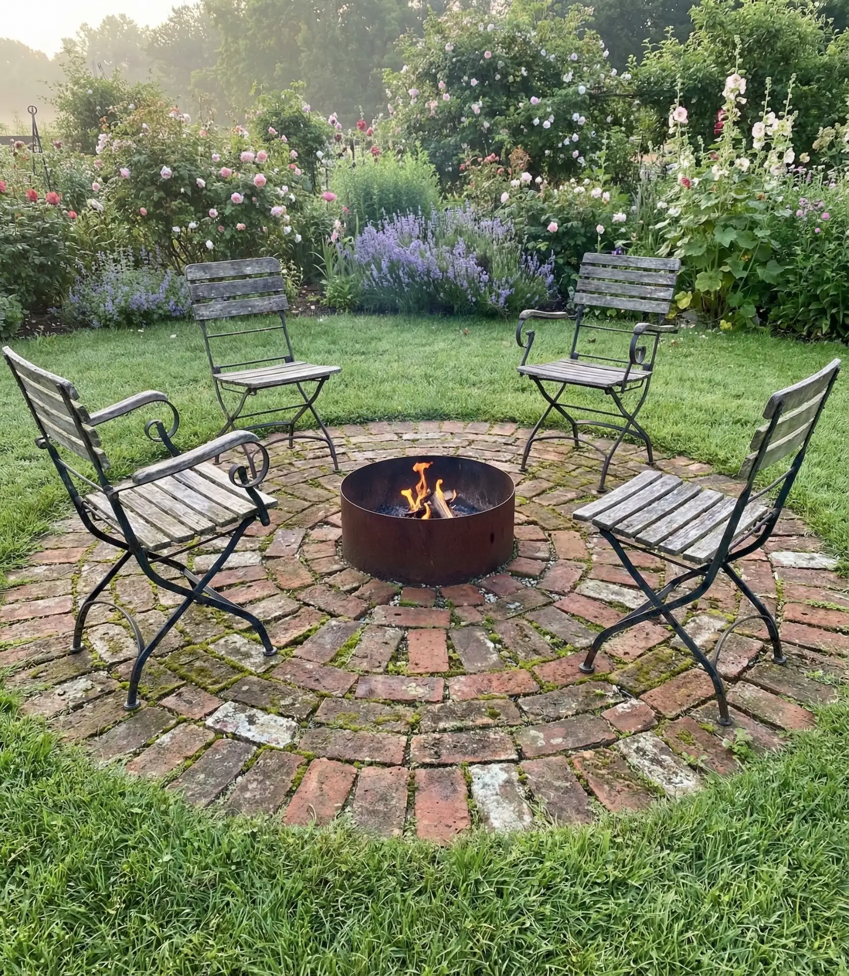 Reclaimed Brick Circle on Grass 2