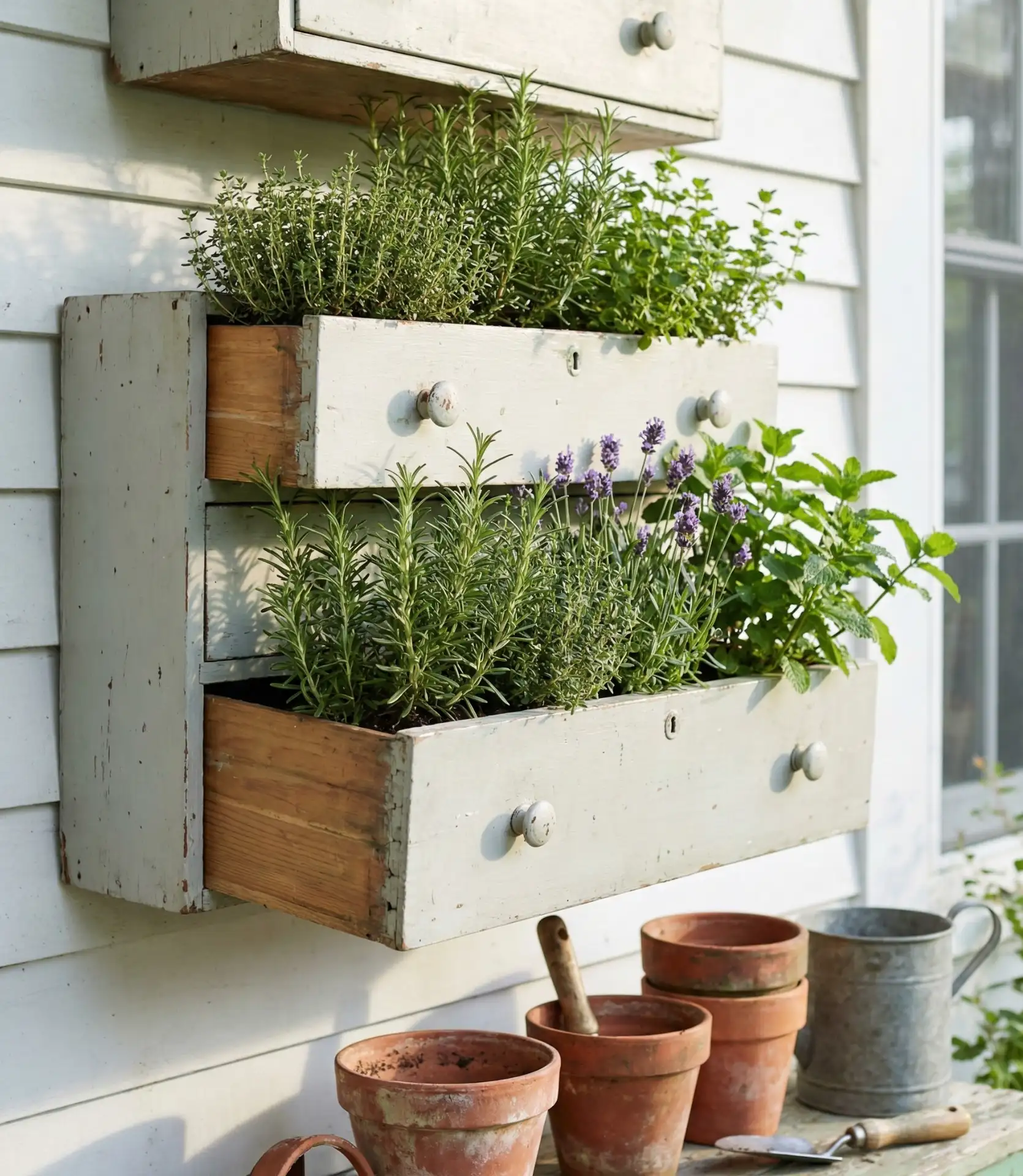 Repurposed Dresser Drawers for the Porch 1