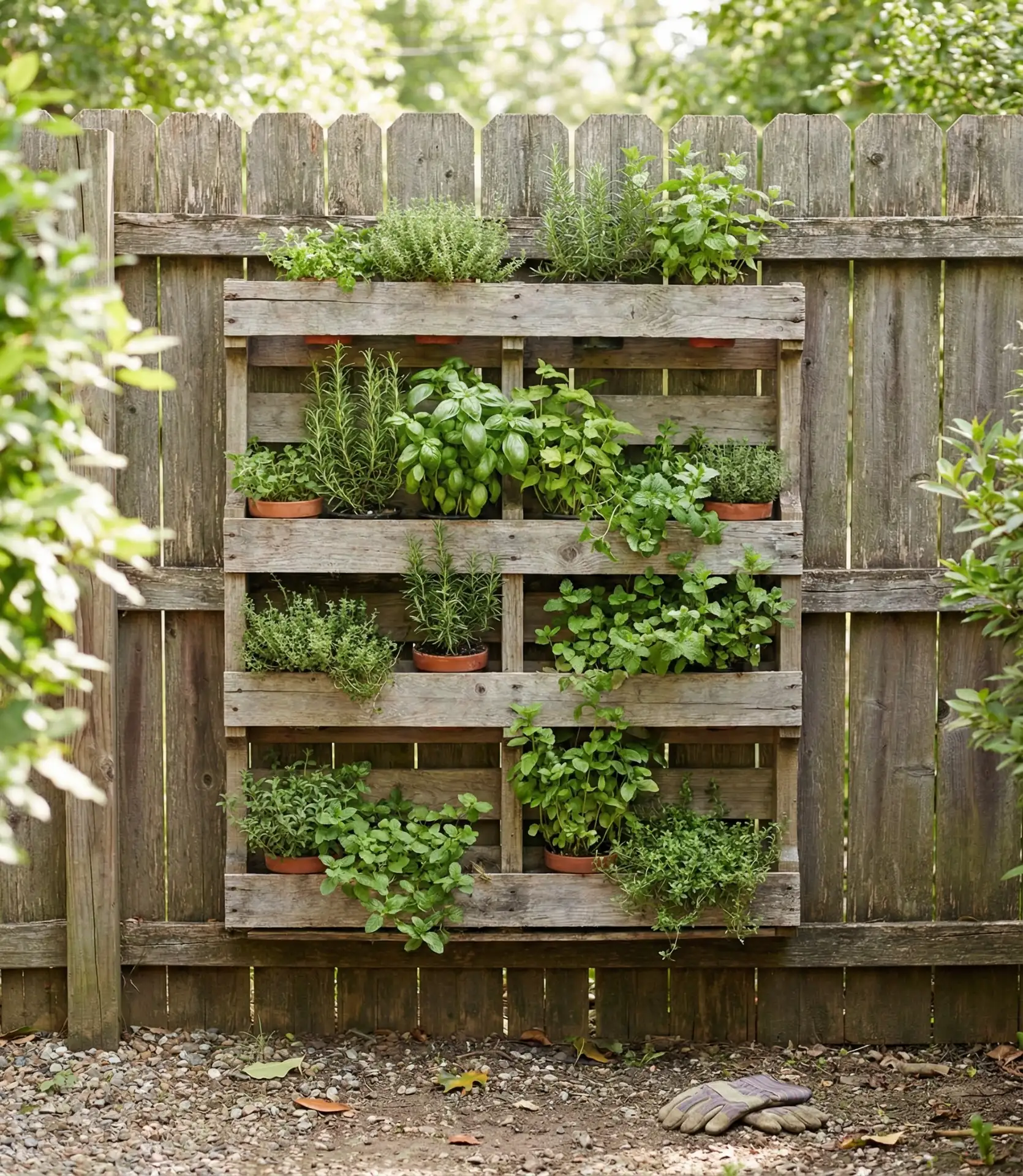 Repurposed Pallet Garden for the Fence 2