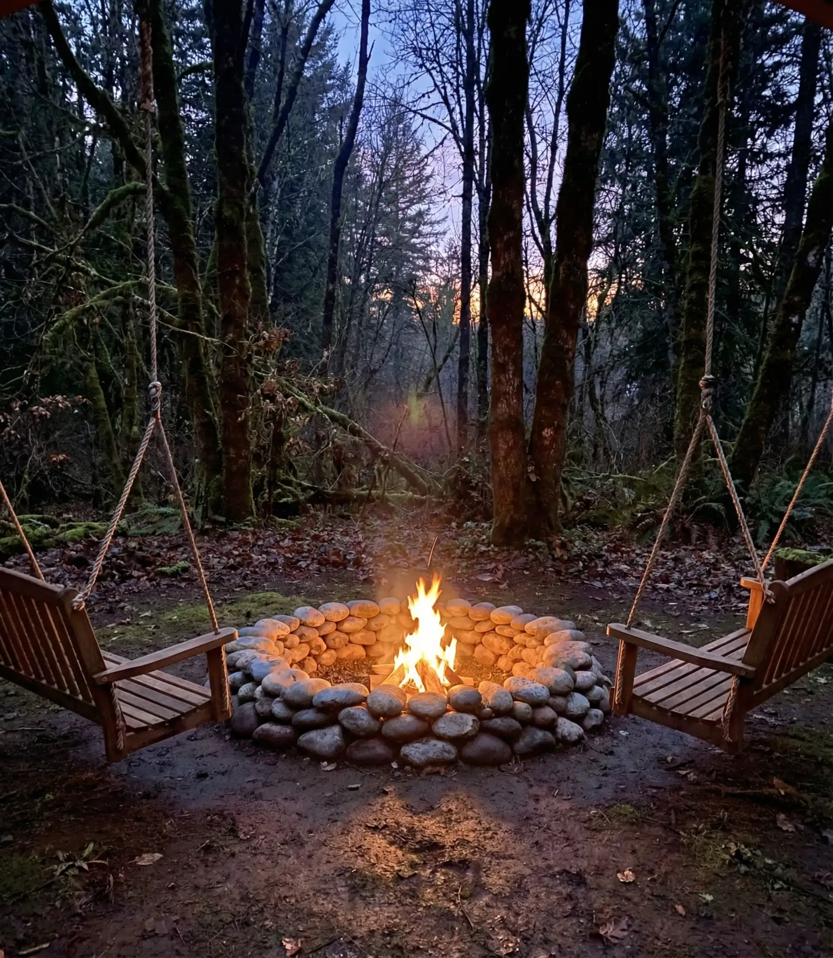 River Rock Circle with Swing Bench Seating 1
