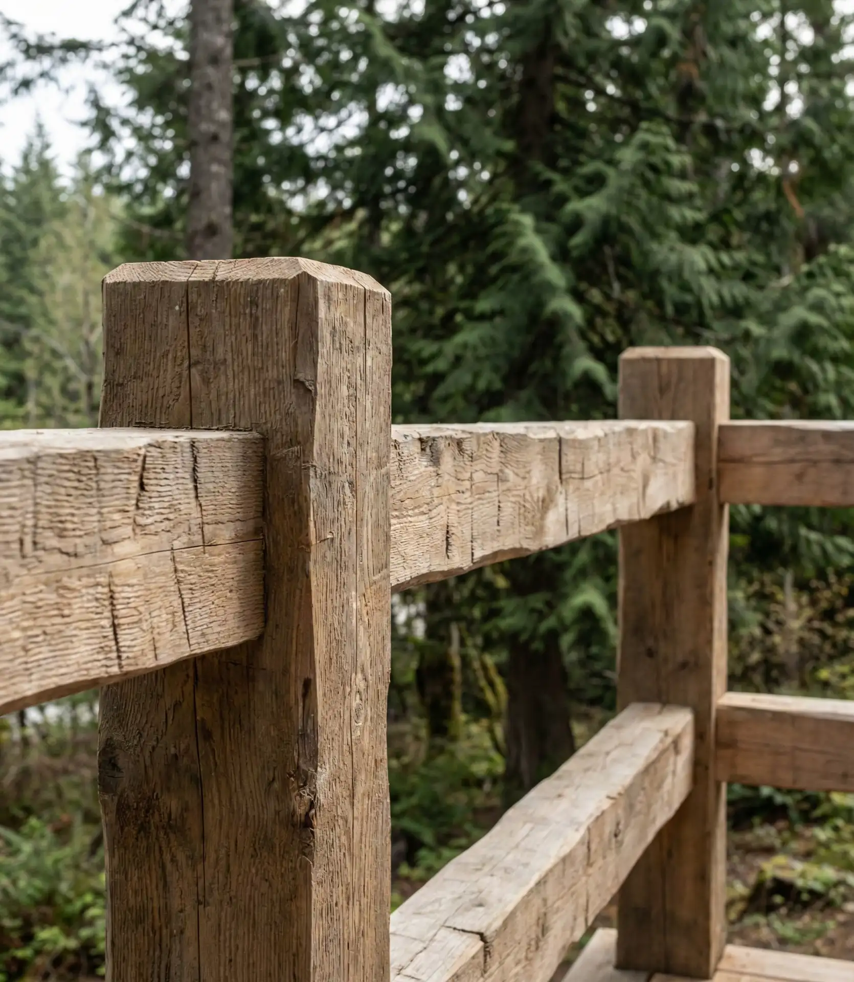 Rough-Hewn Timber Railing for Mountain Cabins 2