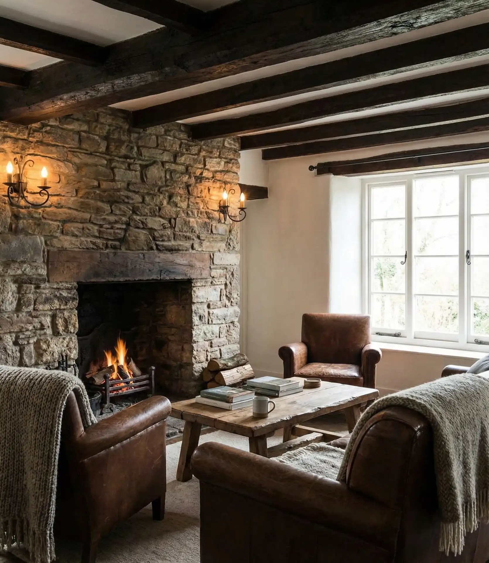 Rustic Cottage Living Room with Exposed Beams 1