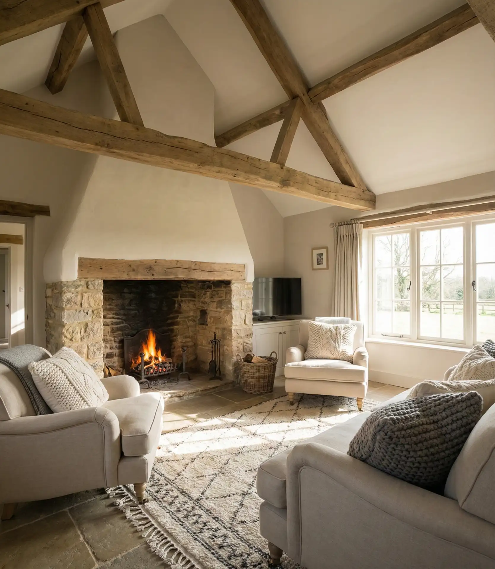Rustic Cottage Living Room with Exposed Beams 2