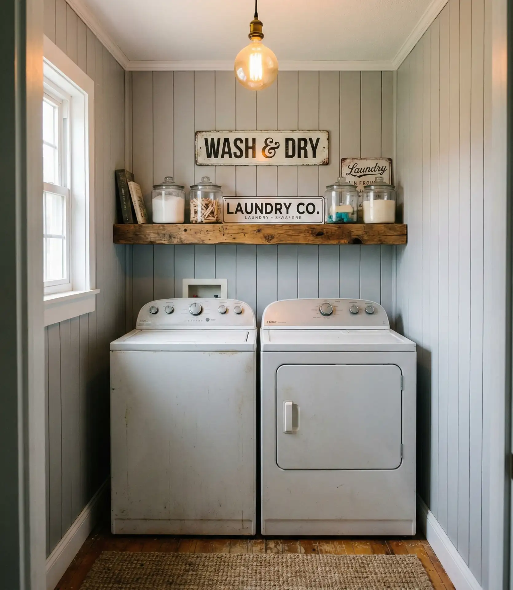 Rustic Farmhouse Laundry with Shiplap Walls 2
