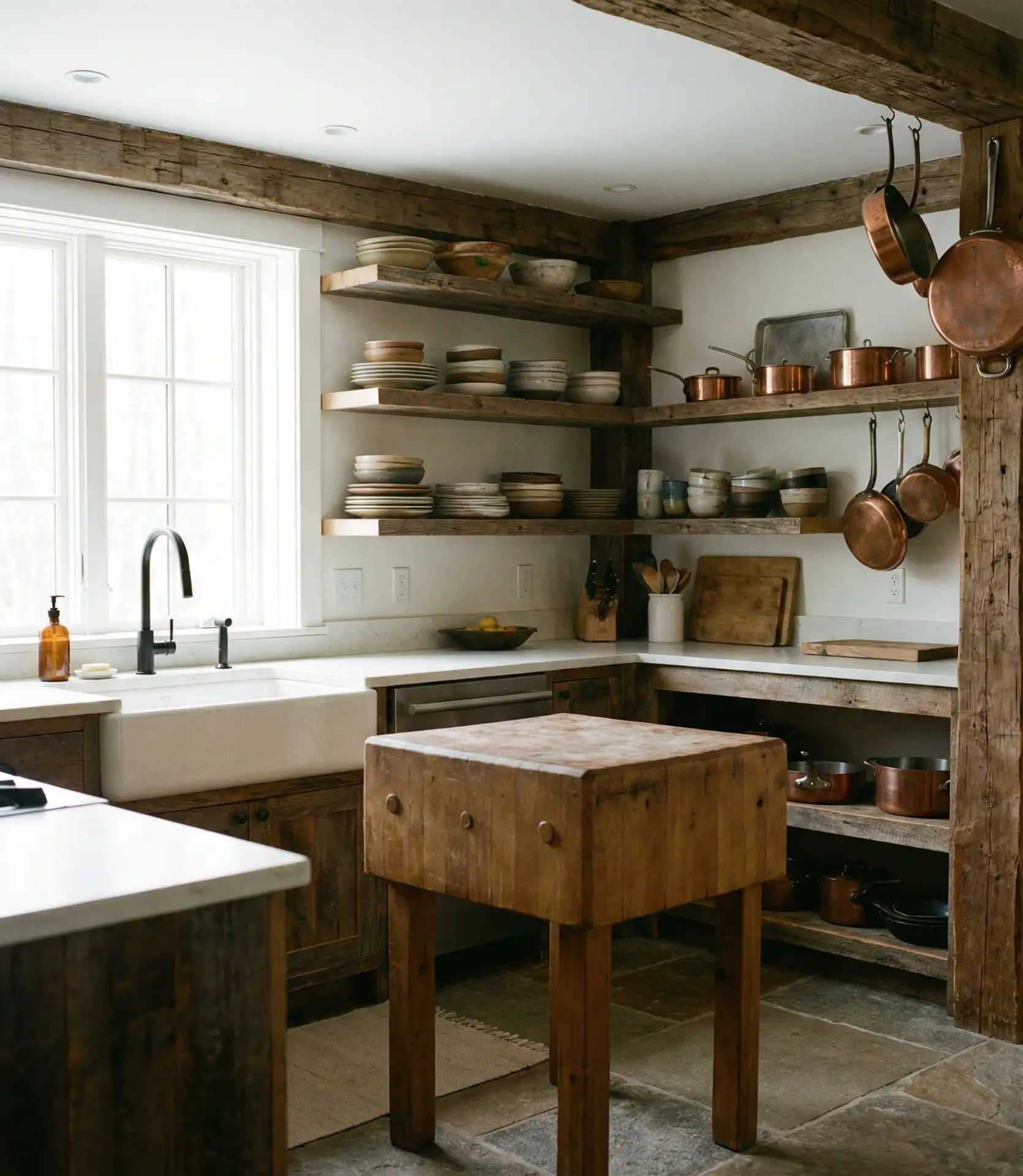 Rustic Kitchen with Reclaimed Wood and Open Shelving 1
