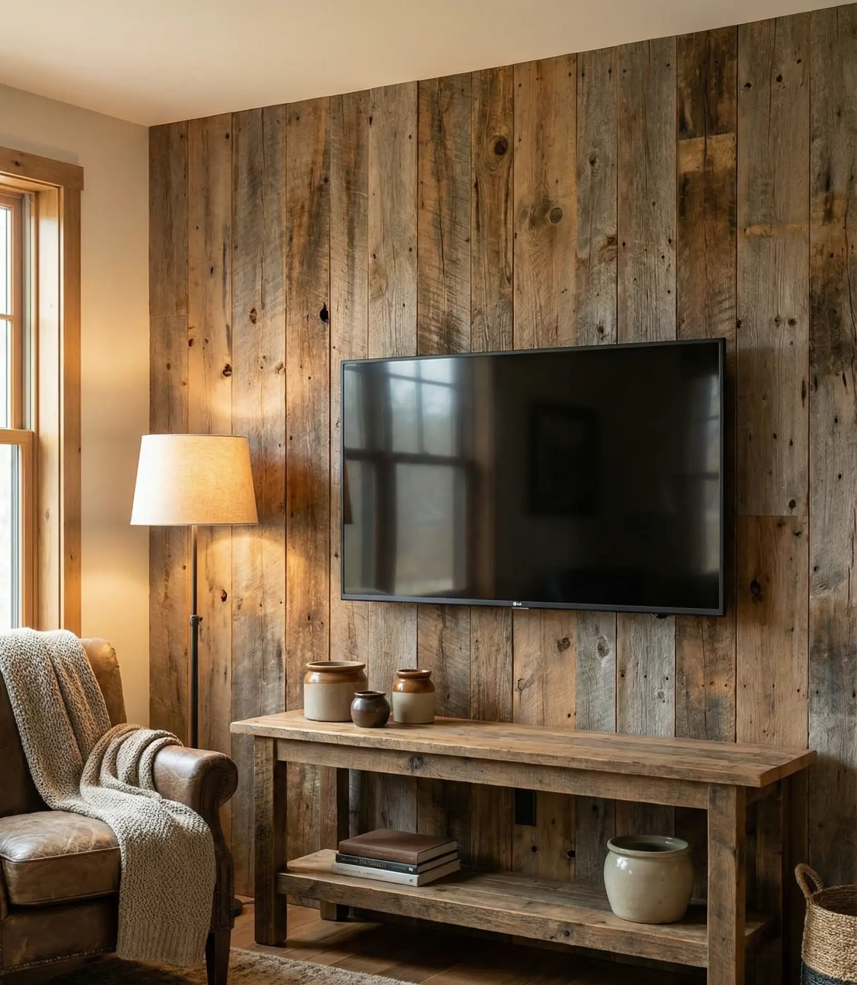 Rustic Reclaimed Wood Plank Wall 1