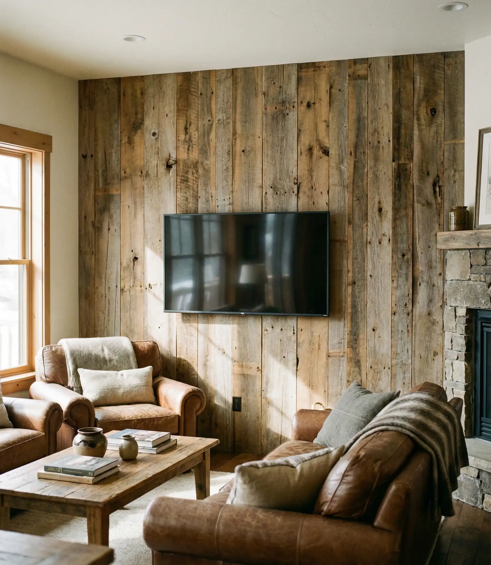 Rustic Reclaimed Wood Plank Wall 2