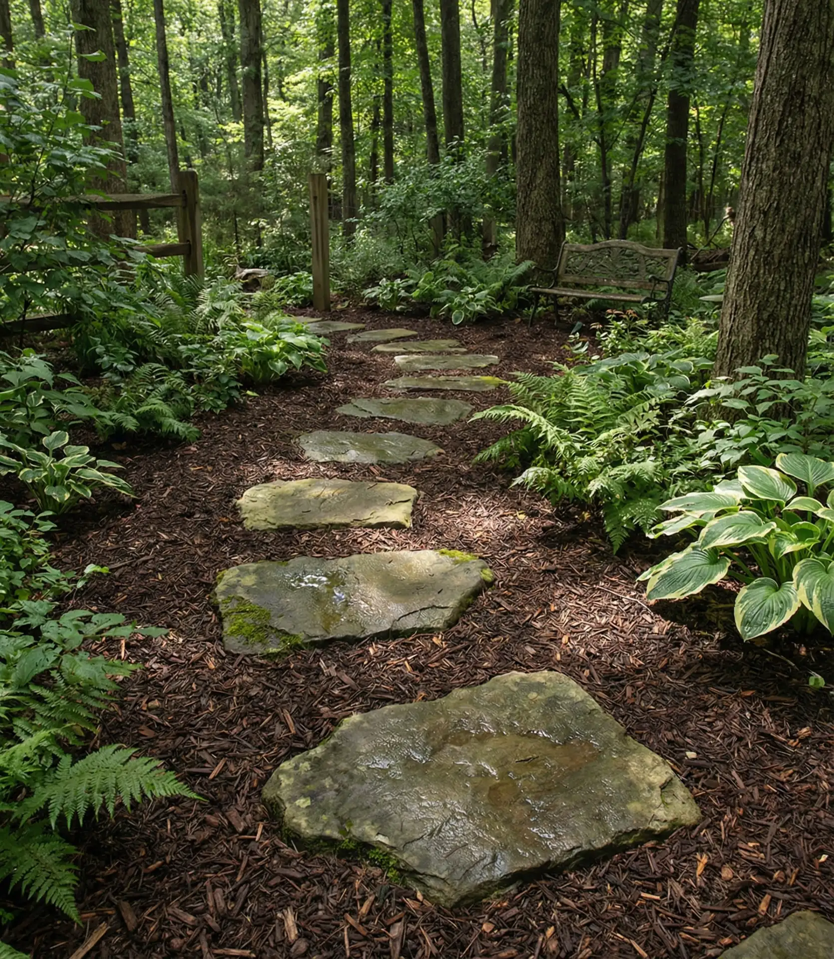 Rustic Rock and Mulch Path 1