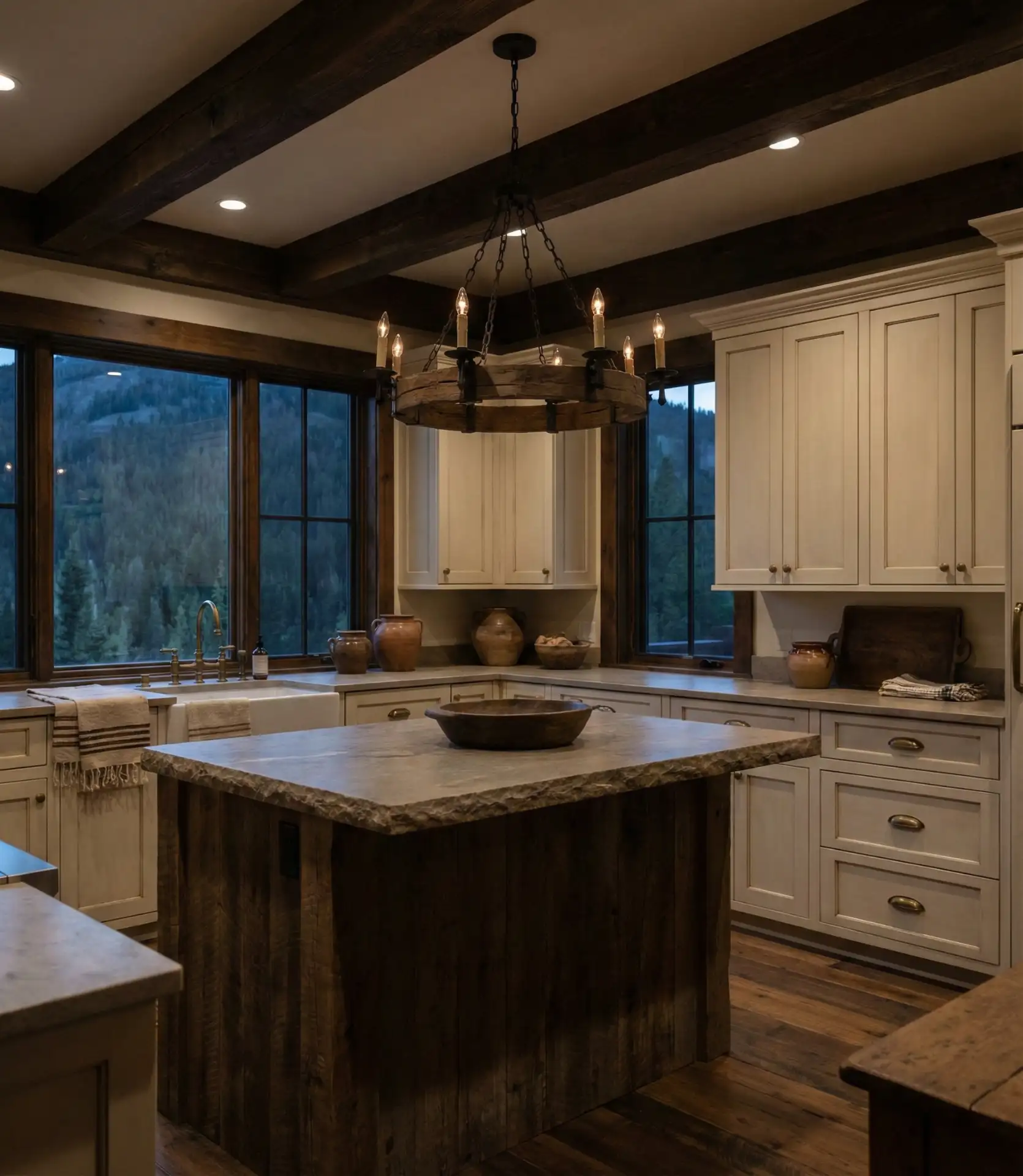 Rustic Wood Beam Chandeliers 2