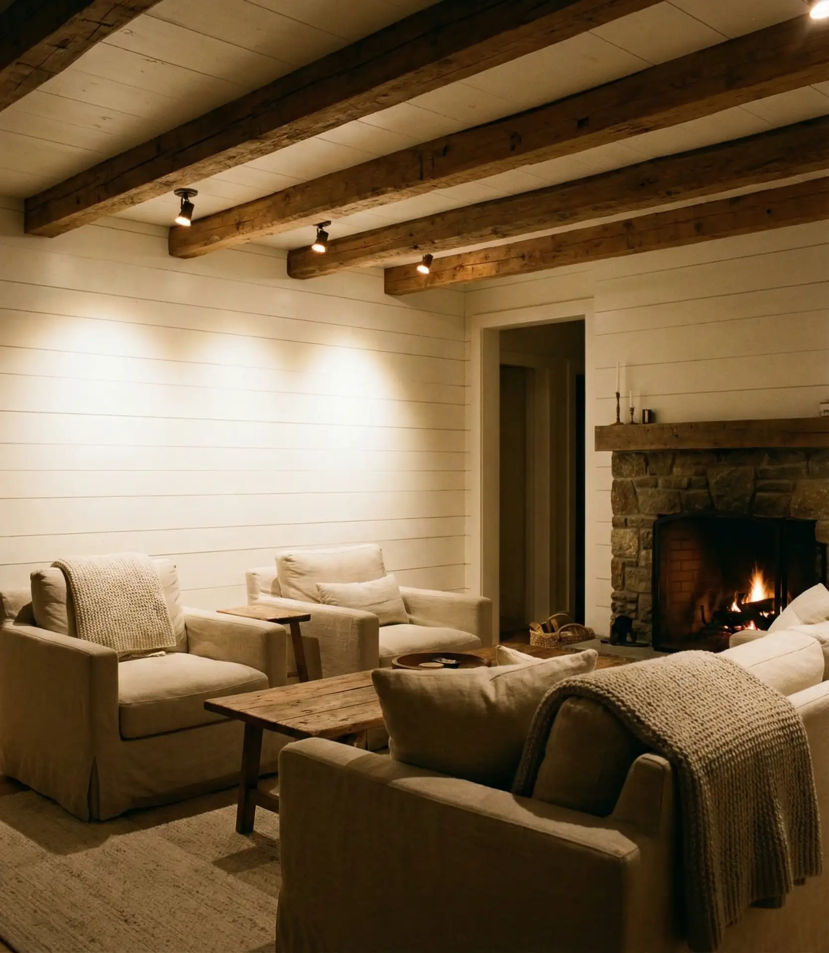 Rustic Wood Beam with Integrated Lighting 2