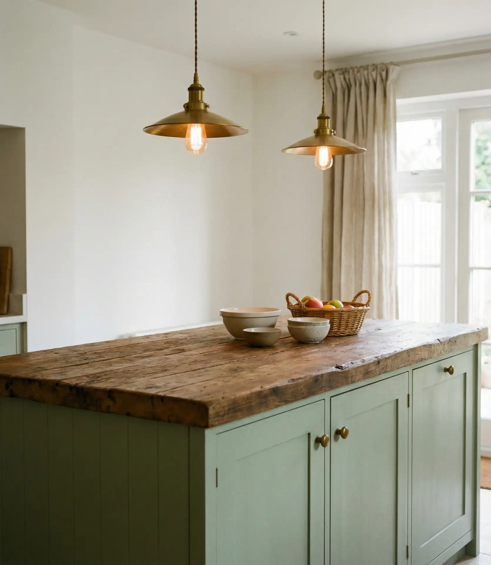 Sage Green Kitchen with Wooden Worktop 2