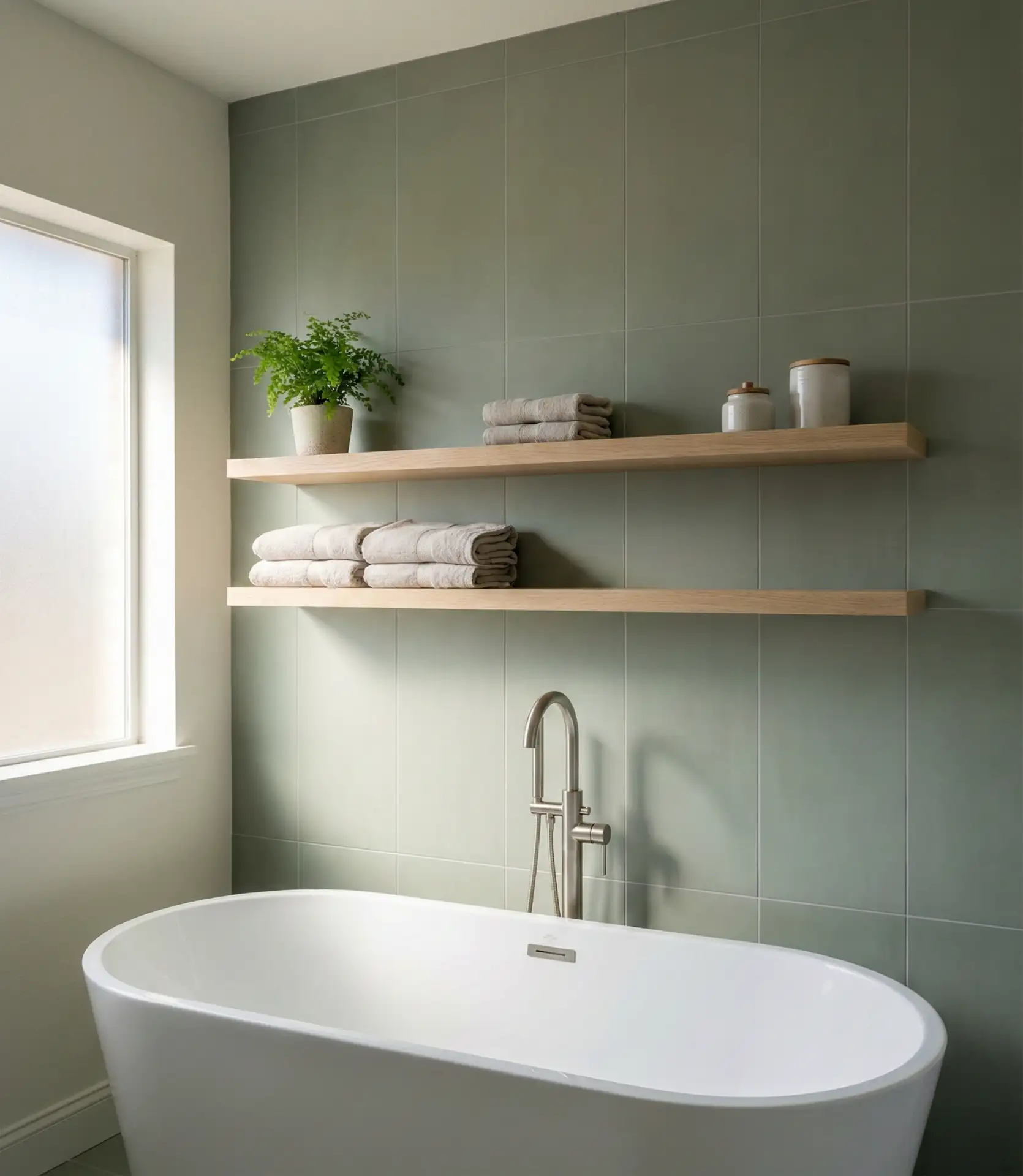 Sage Green Large Format Wall Tile 1