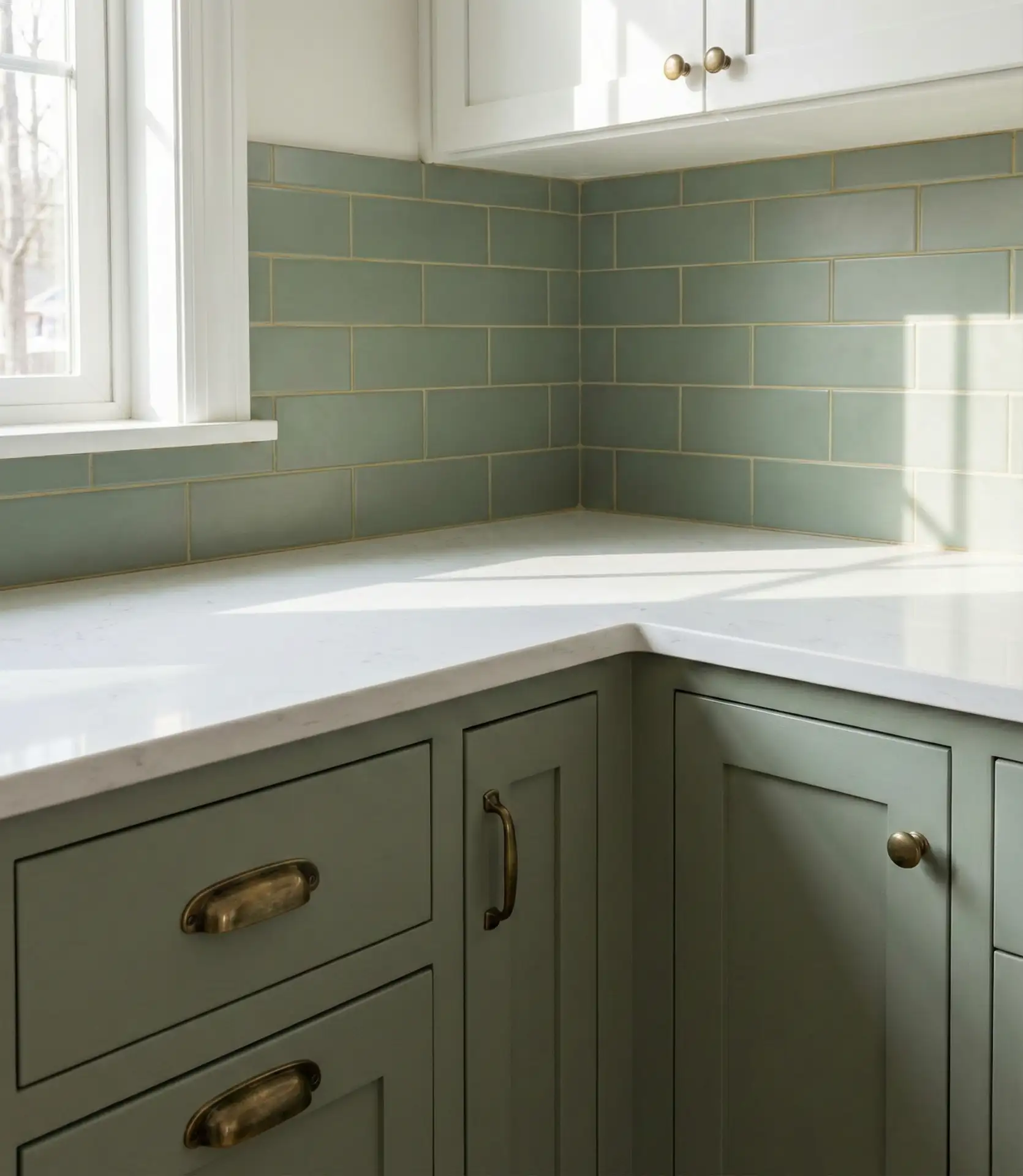 Sage Green Tiles to Match Your Cabinets 2