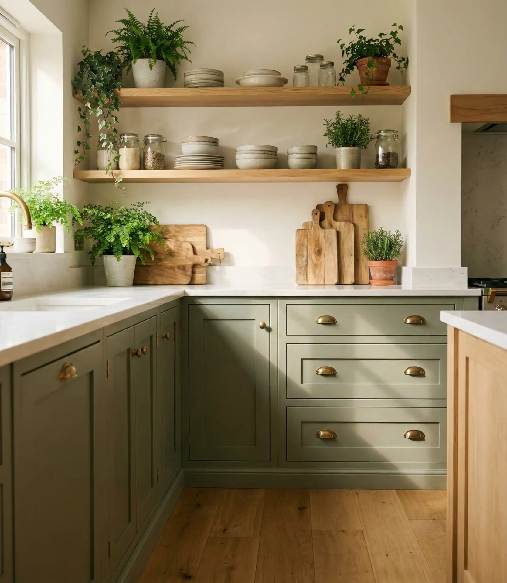 Sage Green and Natural Wood Combination 1