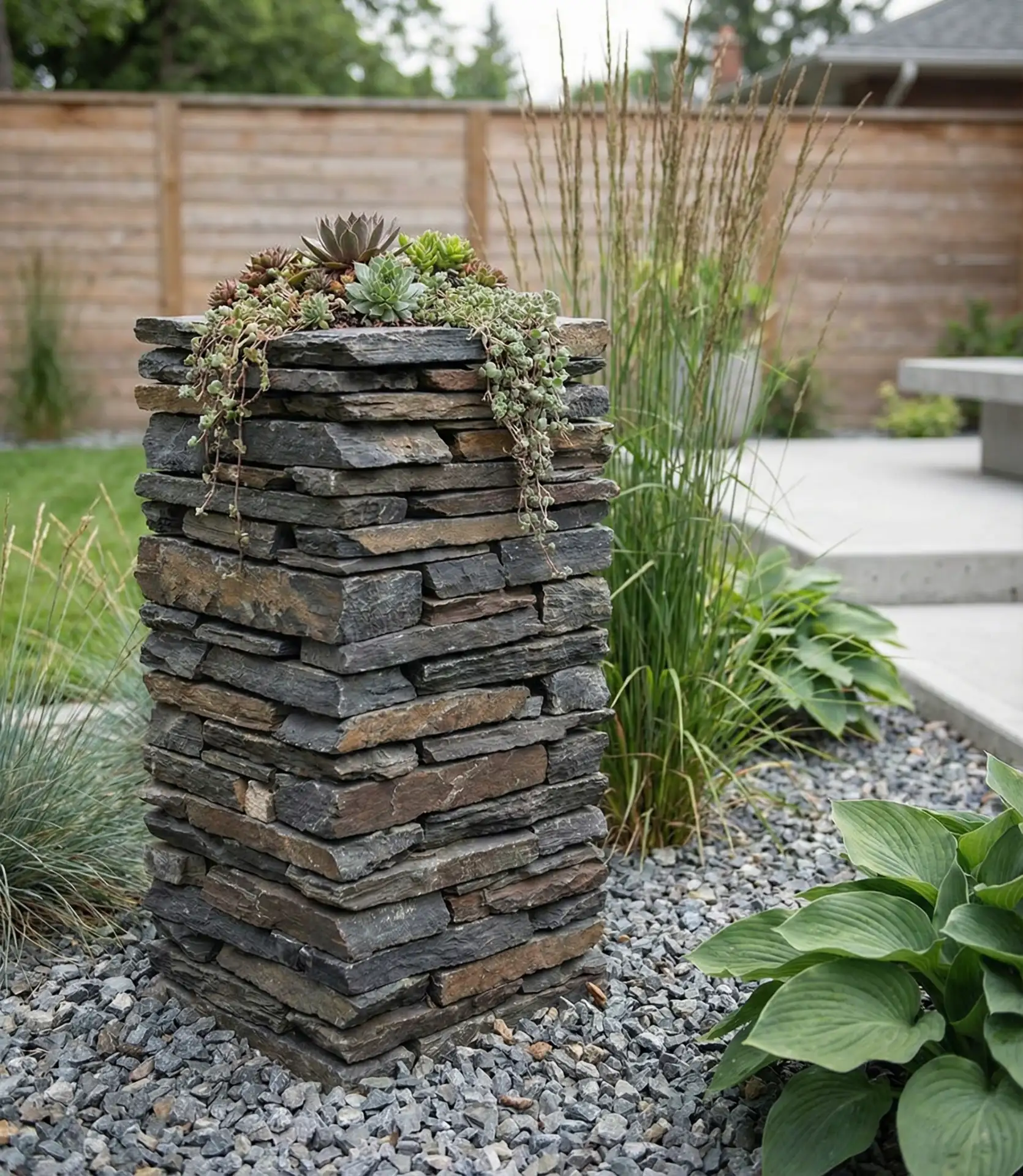 Sculptural Rock Column Garden Accents 2