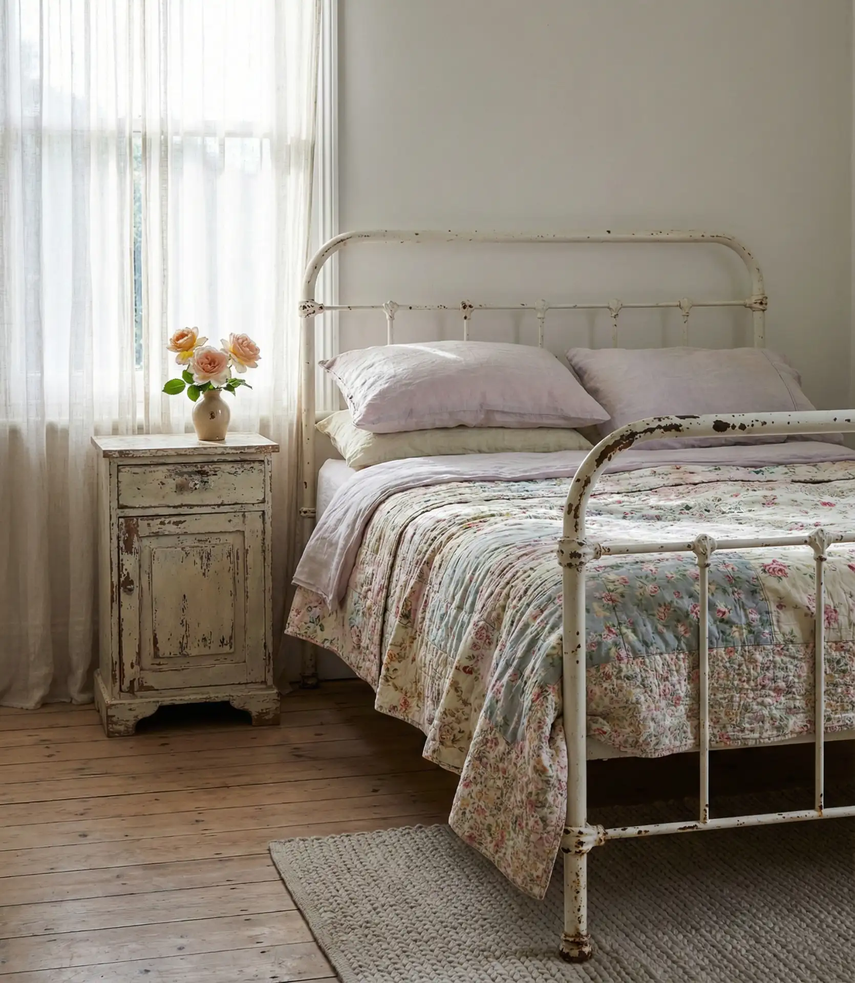 Shabby Chic Bedroom with Painted Iron Bed 2