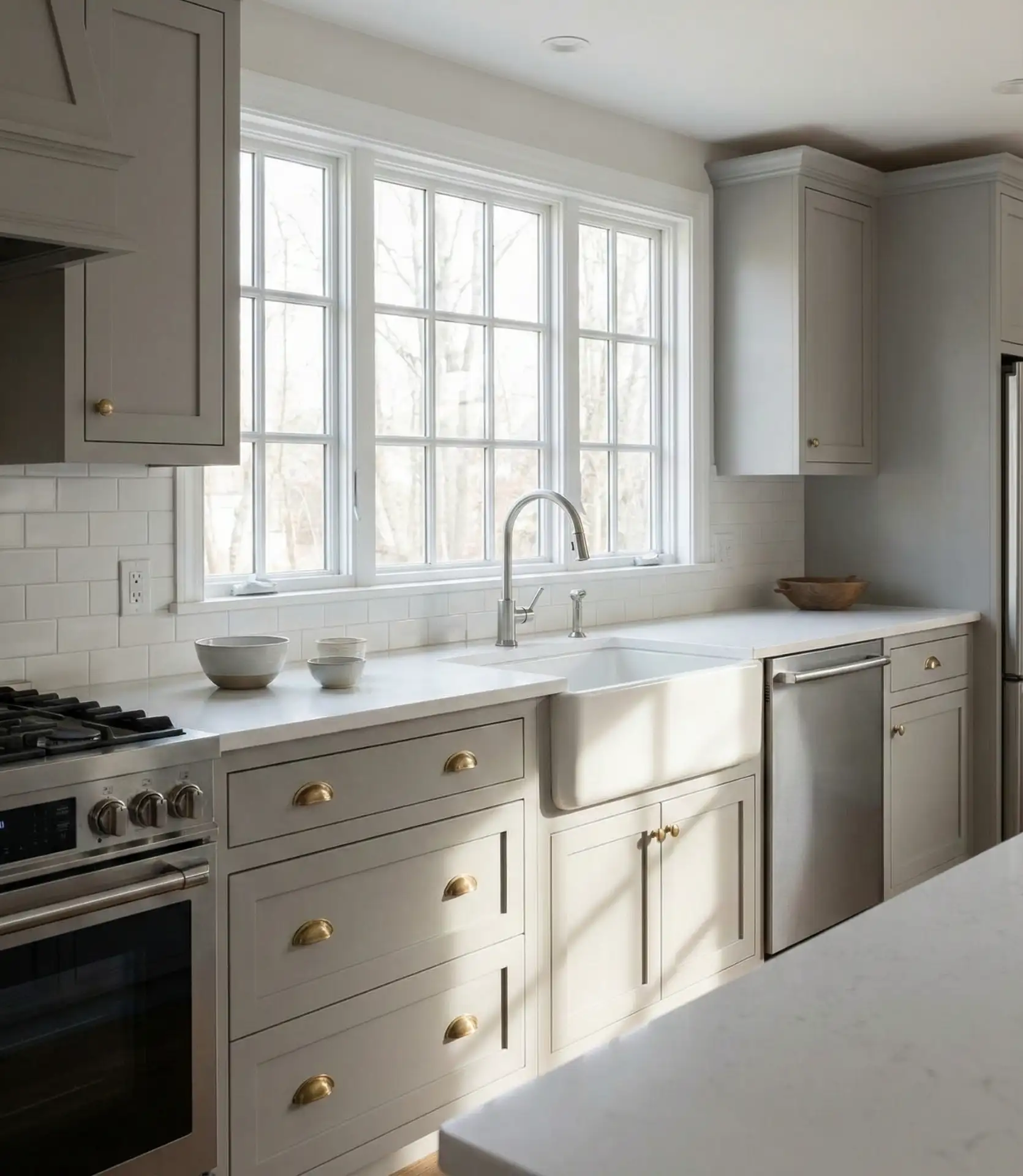 Shaker-Style Cabinets in Soft Gray 2