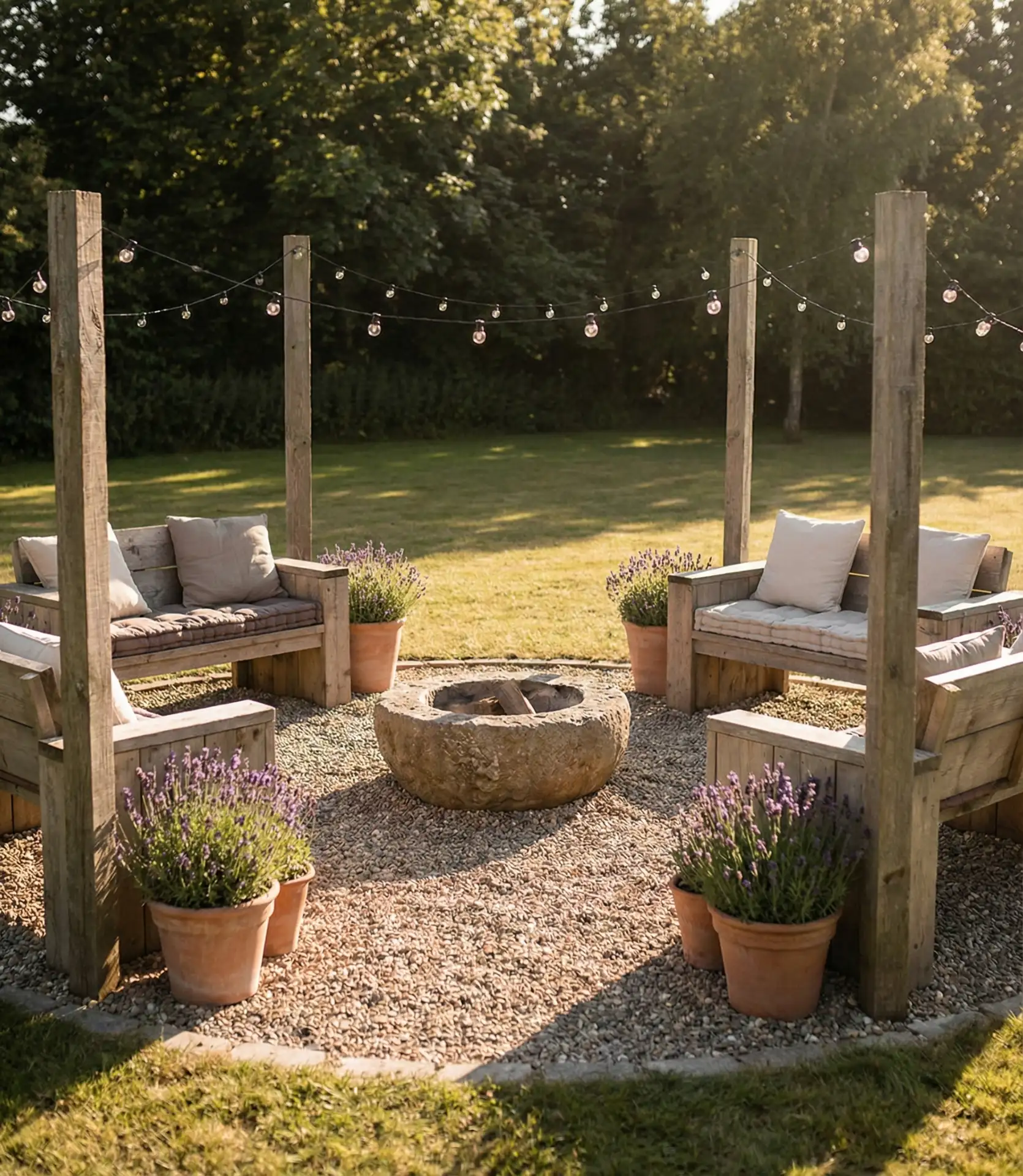 Simple Gravel Patio with Fire Feature 2