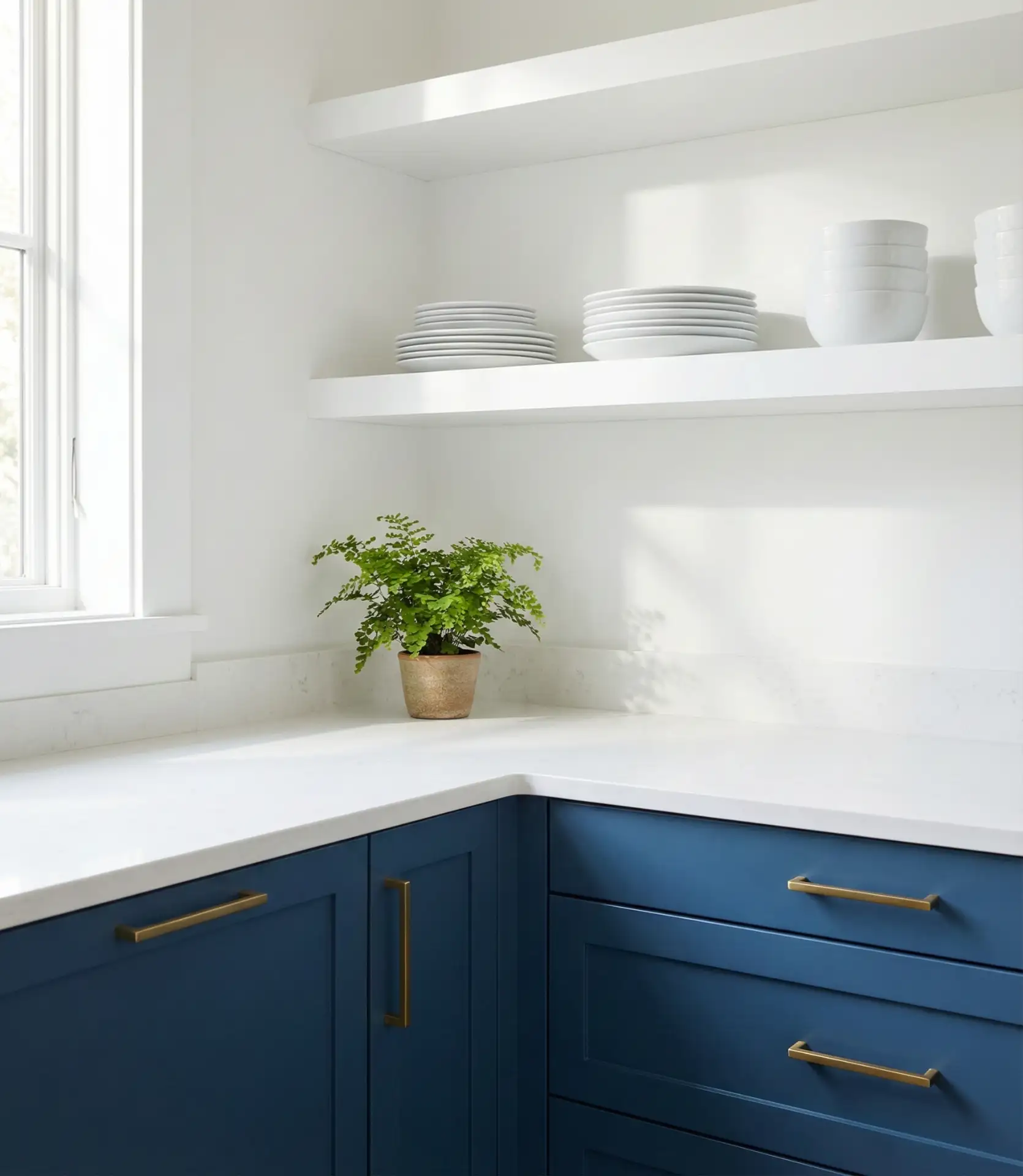 Slate Blue Lower Cabinets with White Upper Cabinets 1