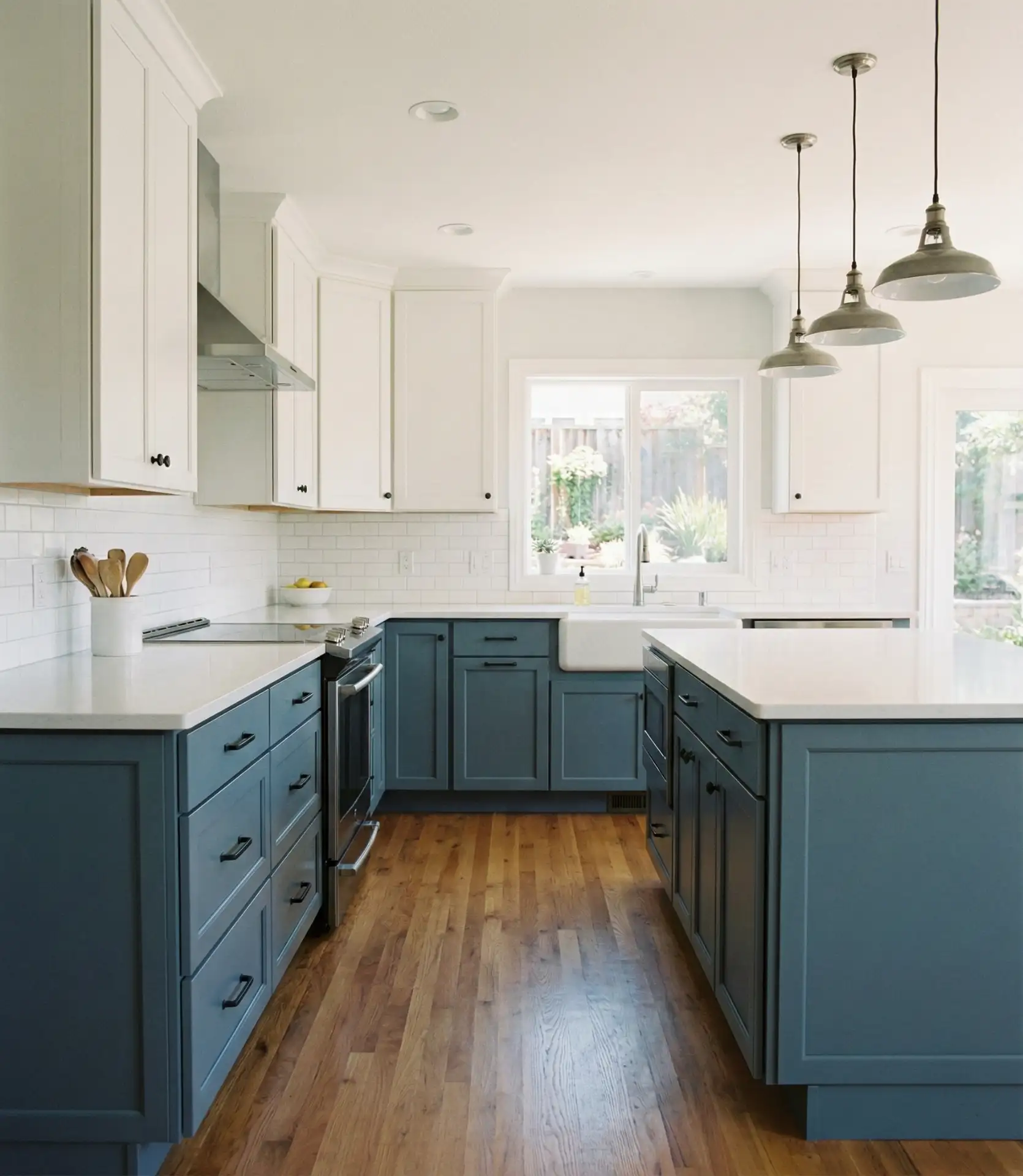 Slate Blue Lower Cabinets with White Upper Cabinets 2