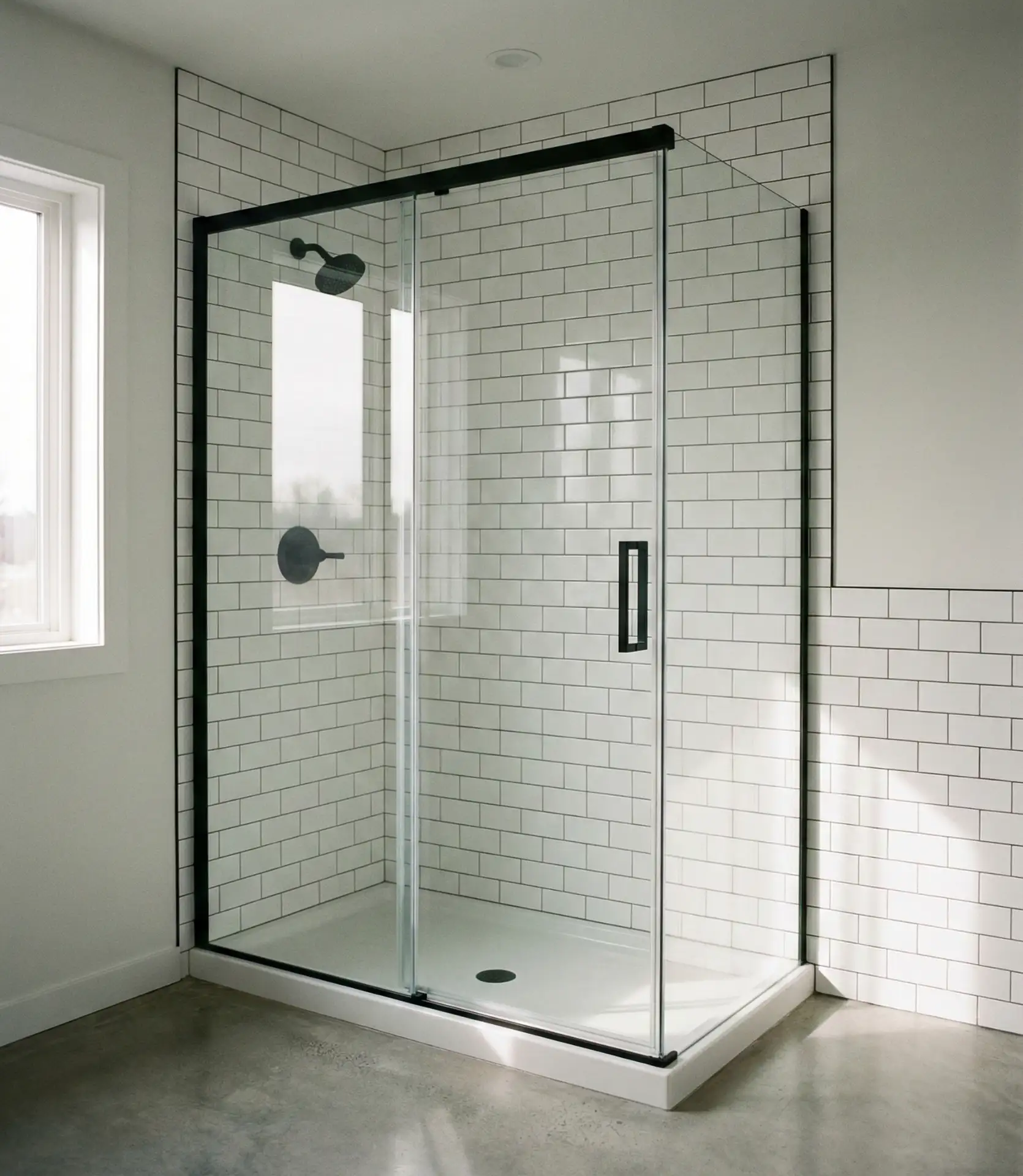 Sleek Glass Shower Enclosure with Black Frame 1