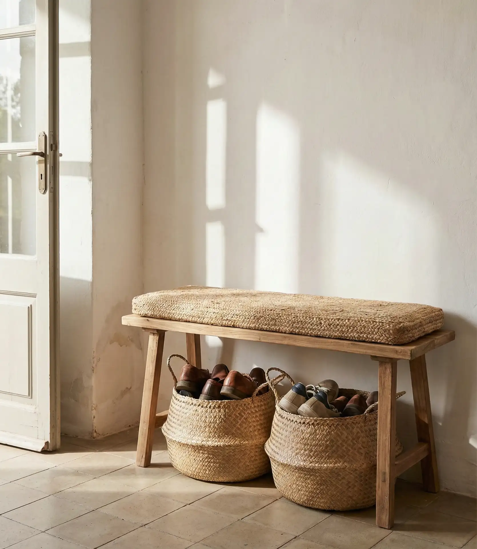 Slim Bench with Underneath Baskets 2