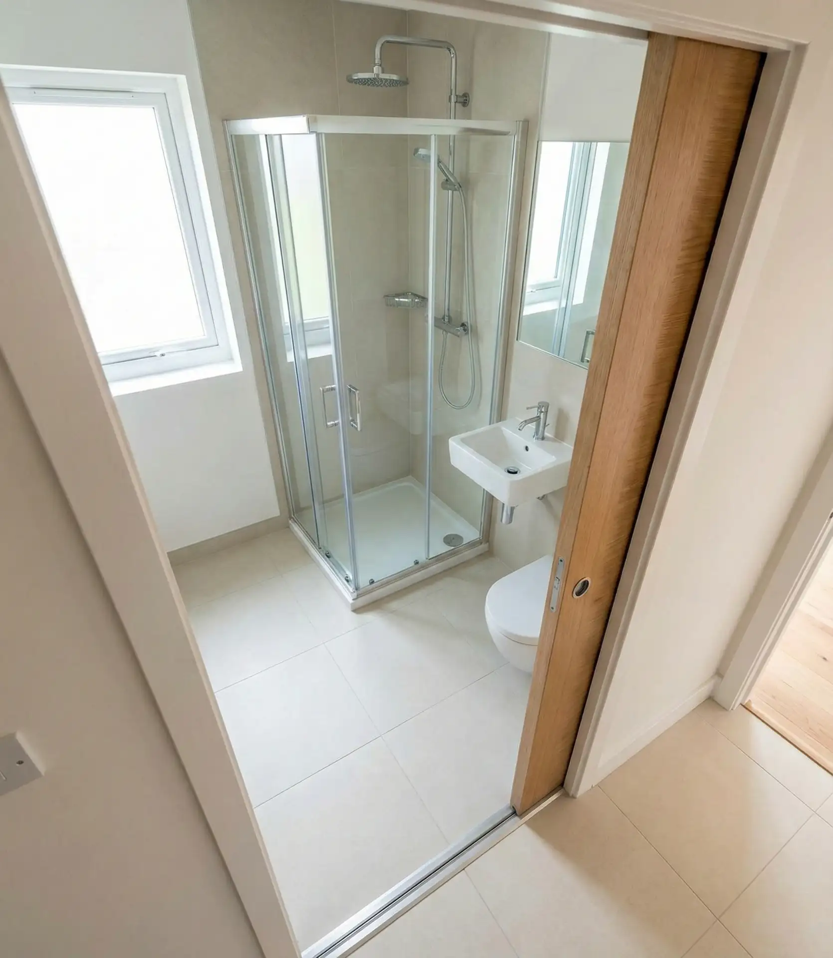 Small Full Bathroom Walk-In Shower Maximization 2