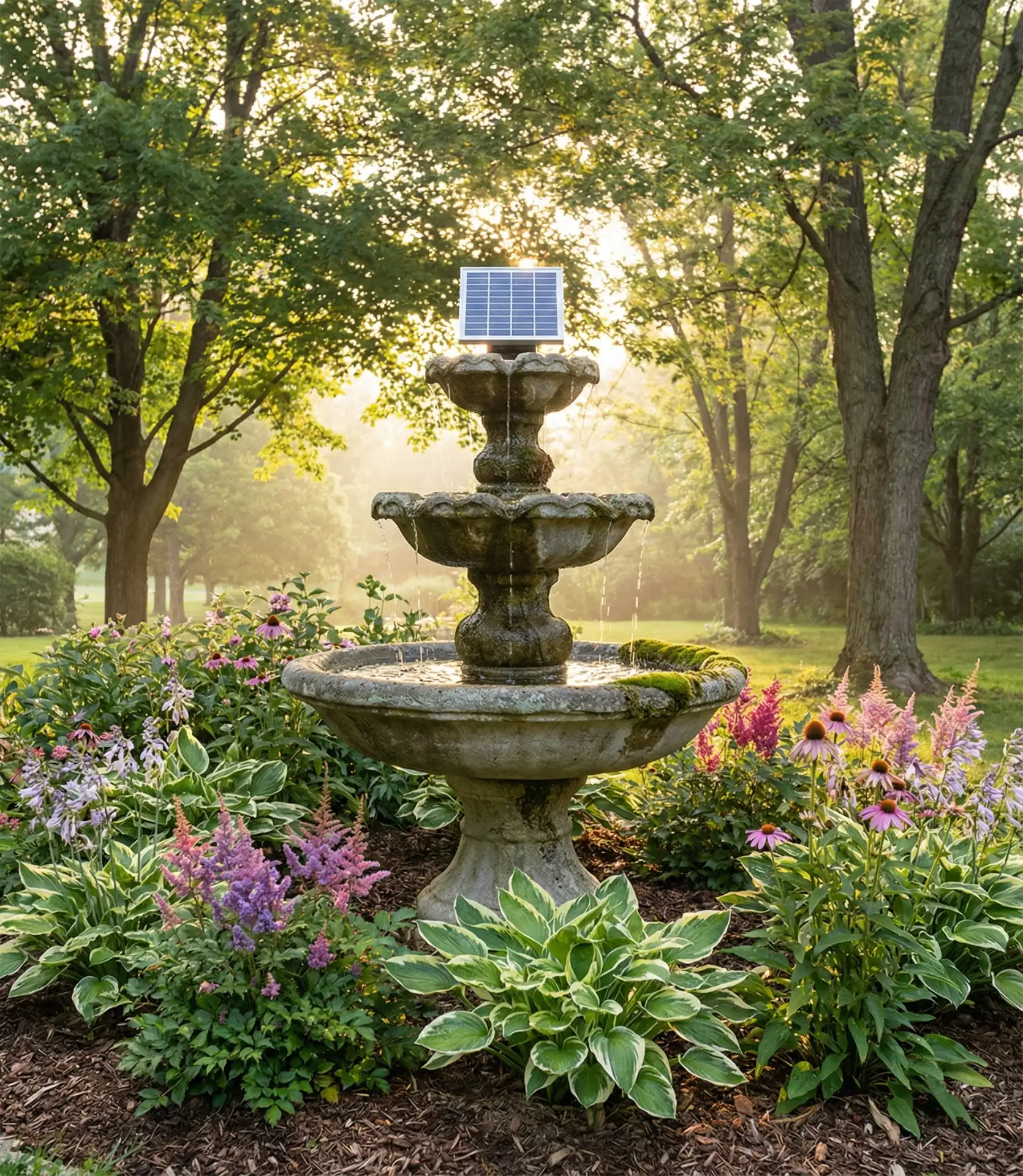 Solar-Powered Tiered Garden Fountain 2