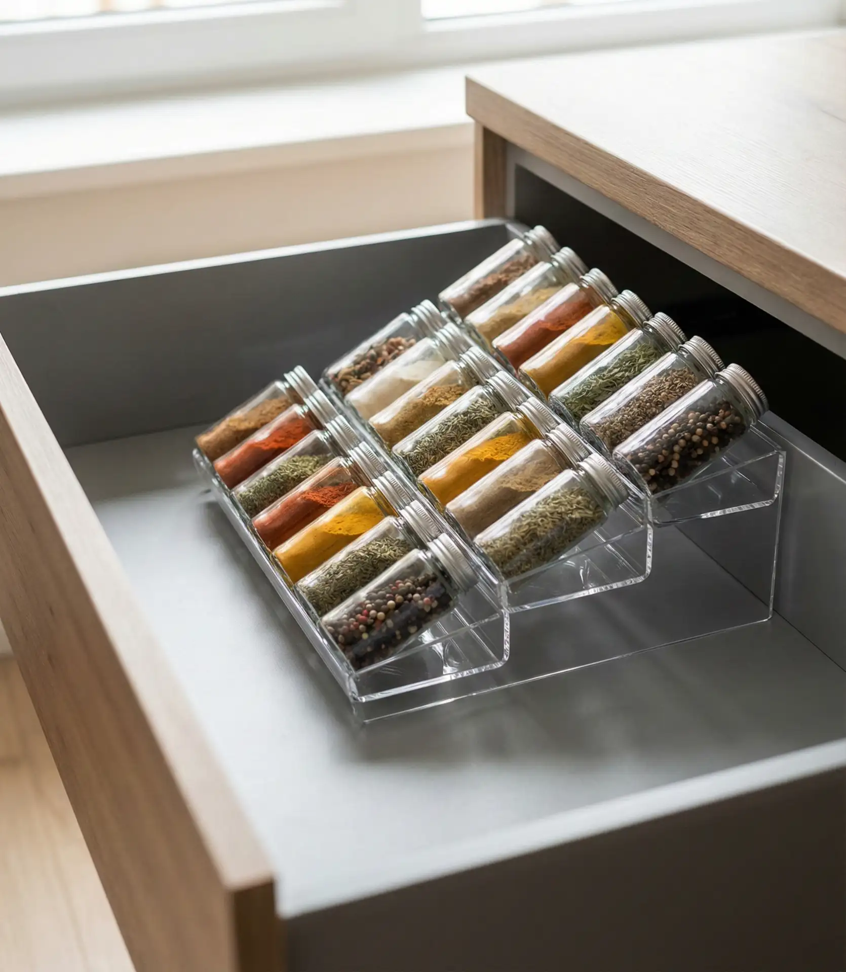 Spice Drawer with Tiered Inserts 1