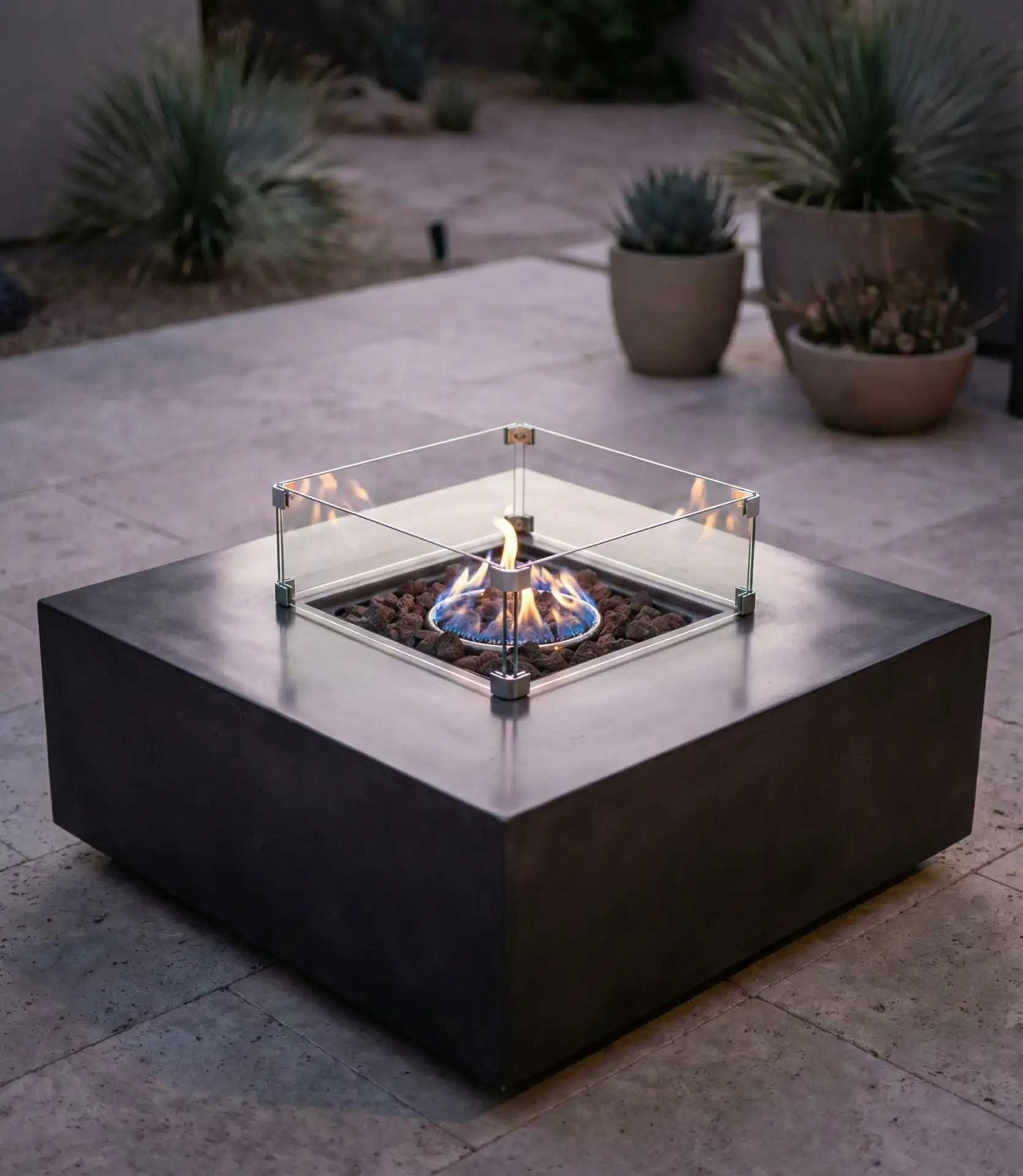 Square Modern Concrete Fire Table 1