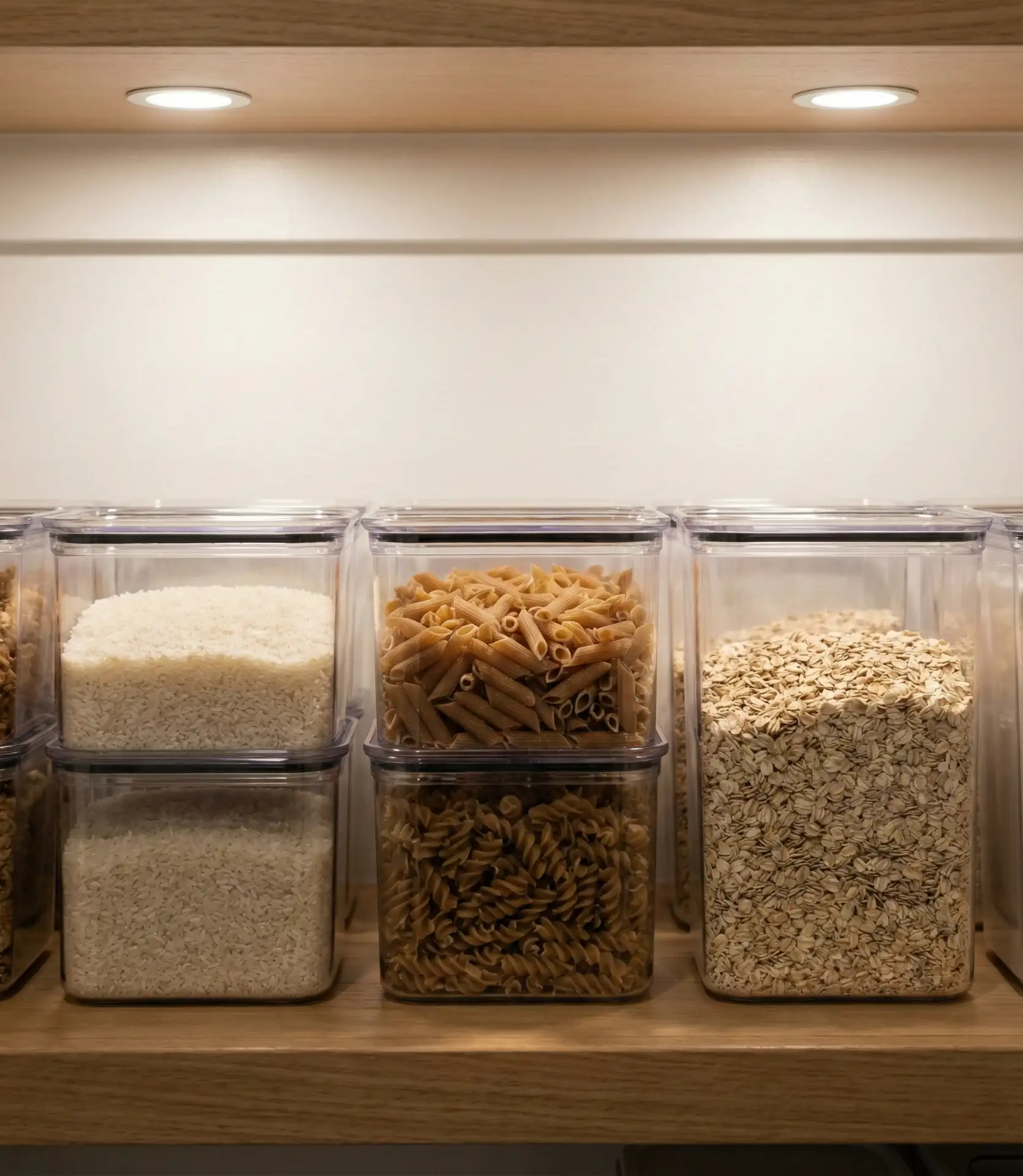 Stackable Clear Bins for Pantry Staples 1