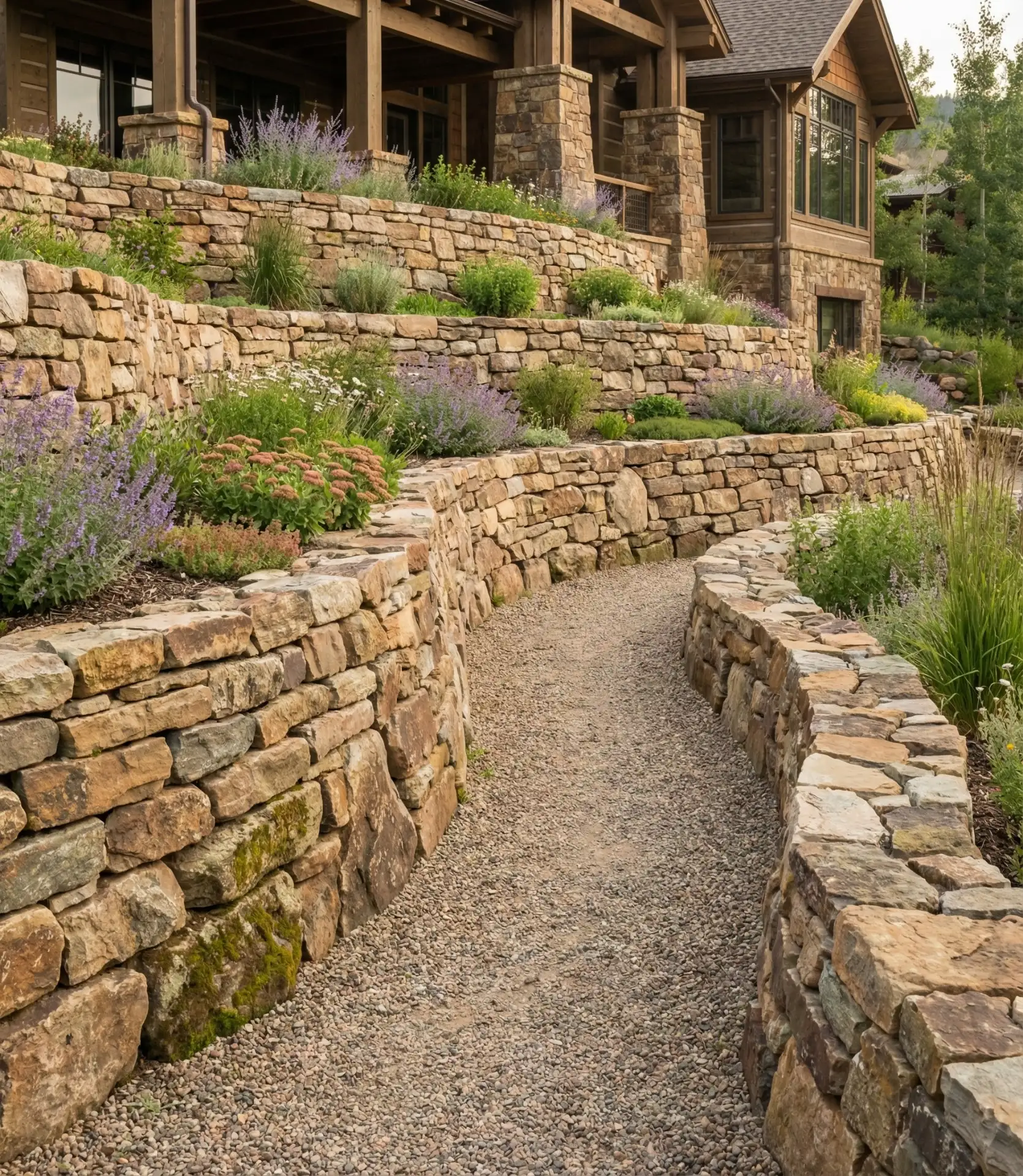 Stacked Stone Edged Gravel 1