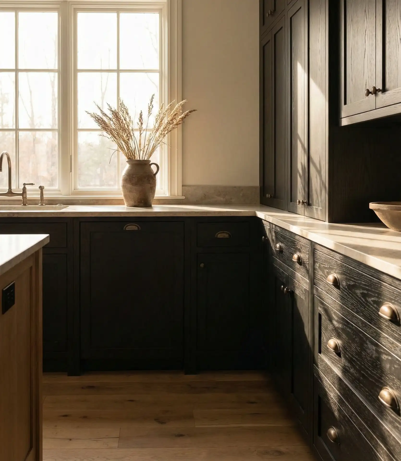Stained Black Cabinets for a Softer Look 1